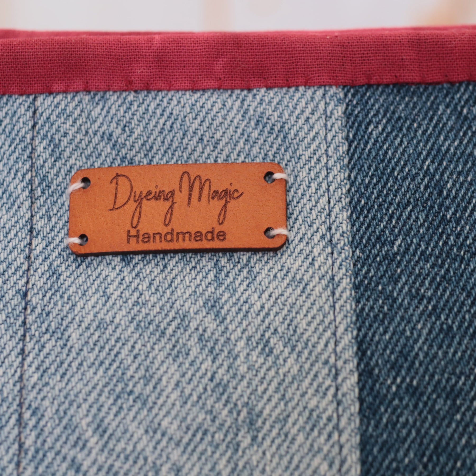 Hand Dyed and Denim Patchwork Zipper Pouch, Makeup Bag