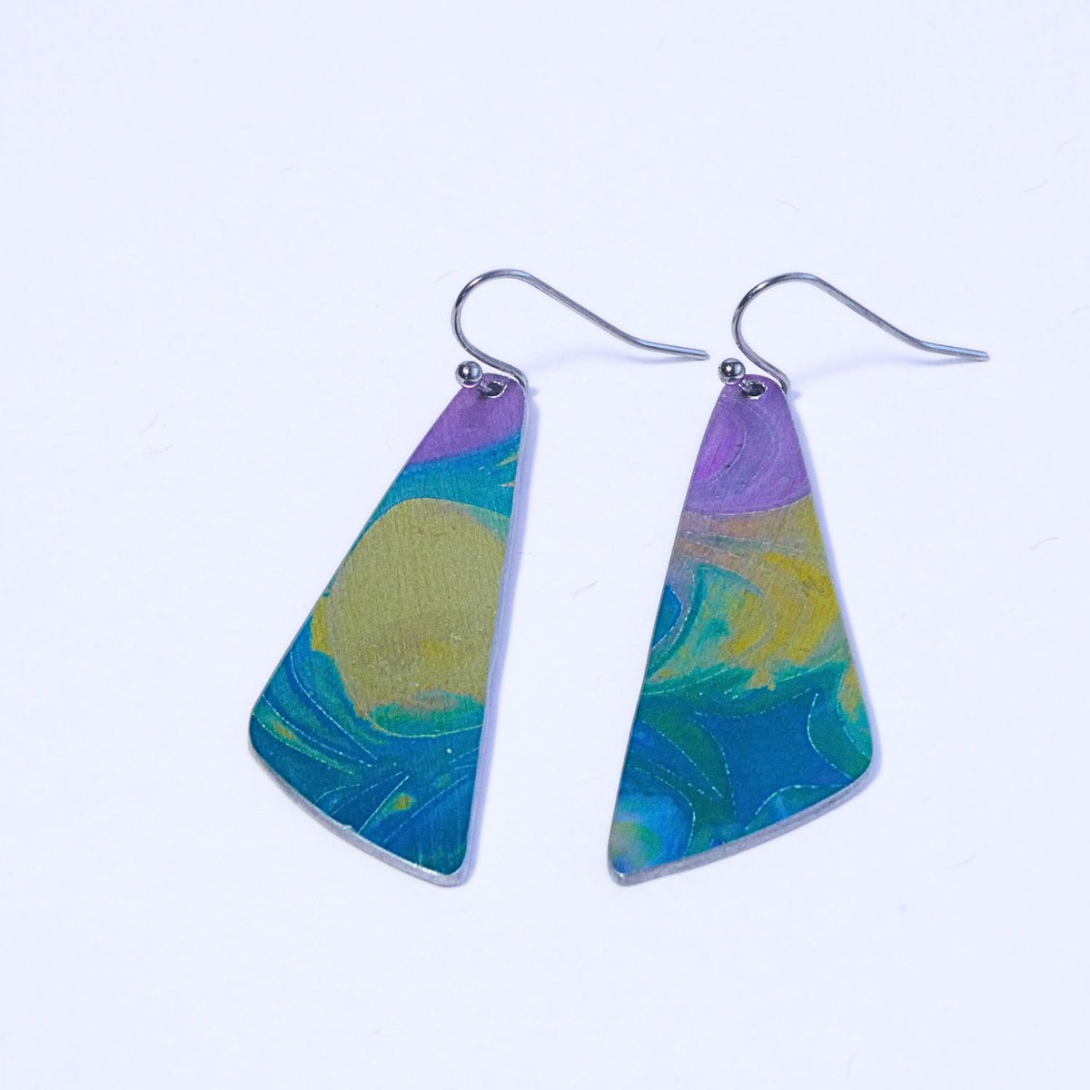 Hand printed anodised aluminium earrings - Cotton Candy Collection