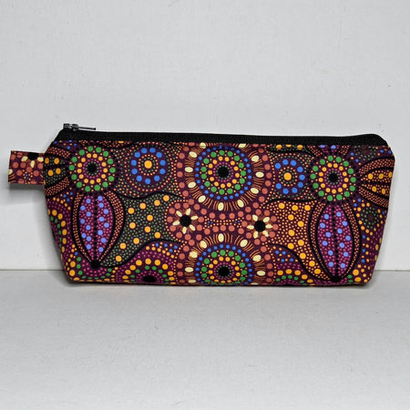 Pencil case in Indigenous Dot Print fabric