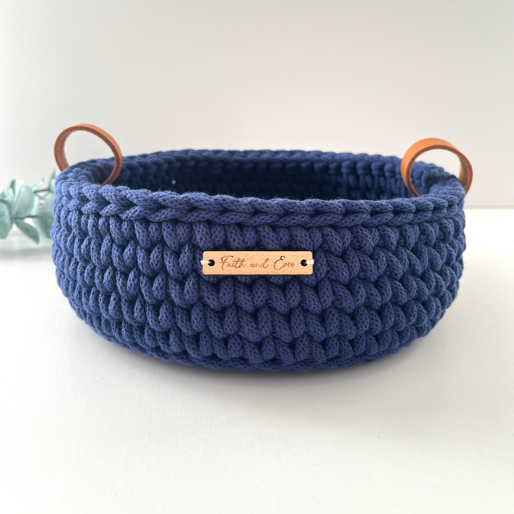 Crochet basket with handles - colour Ink