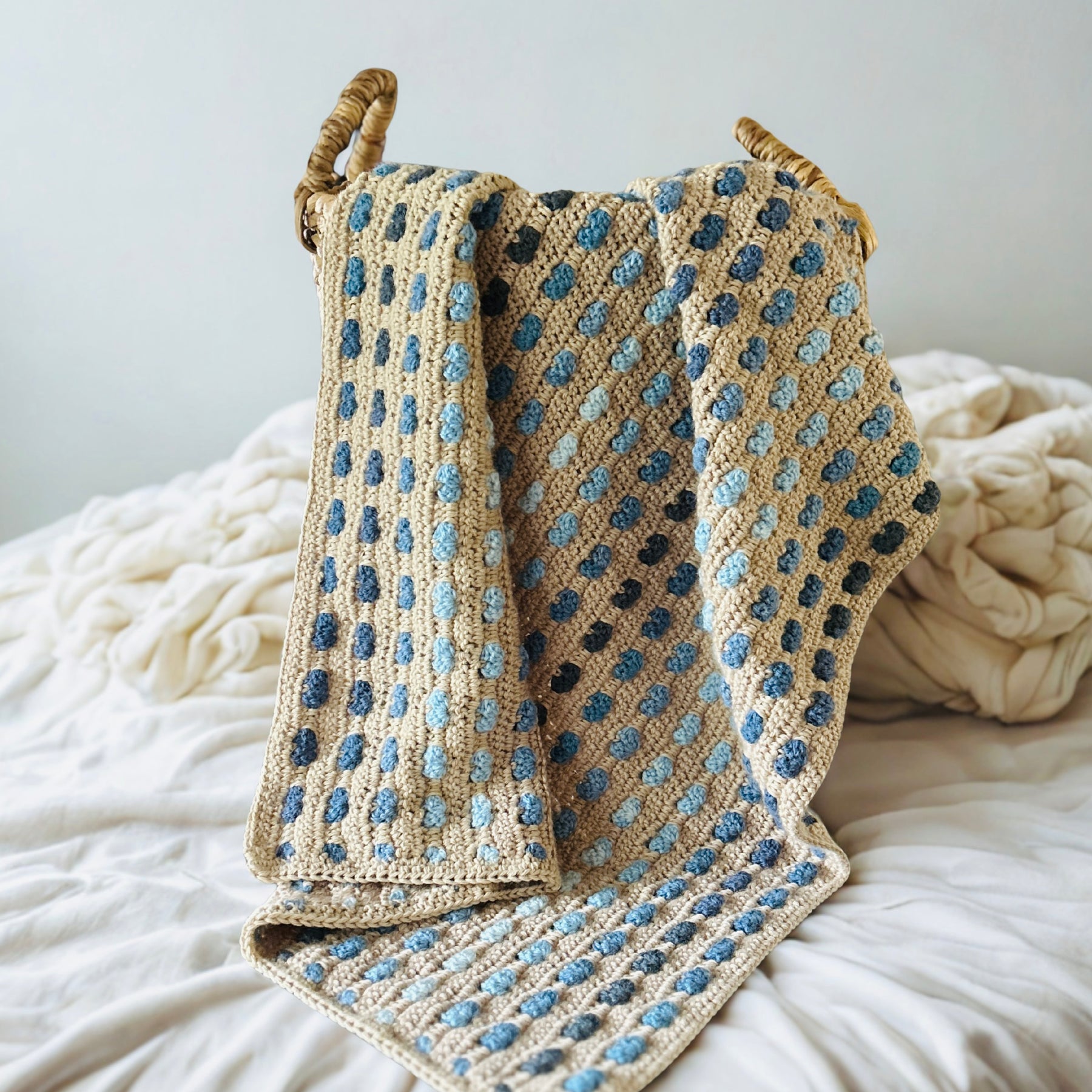 Baby Blue Pebble Drops Crochet Baby Blanket