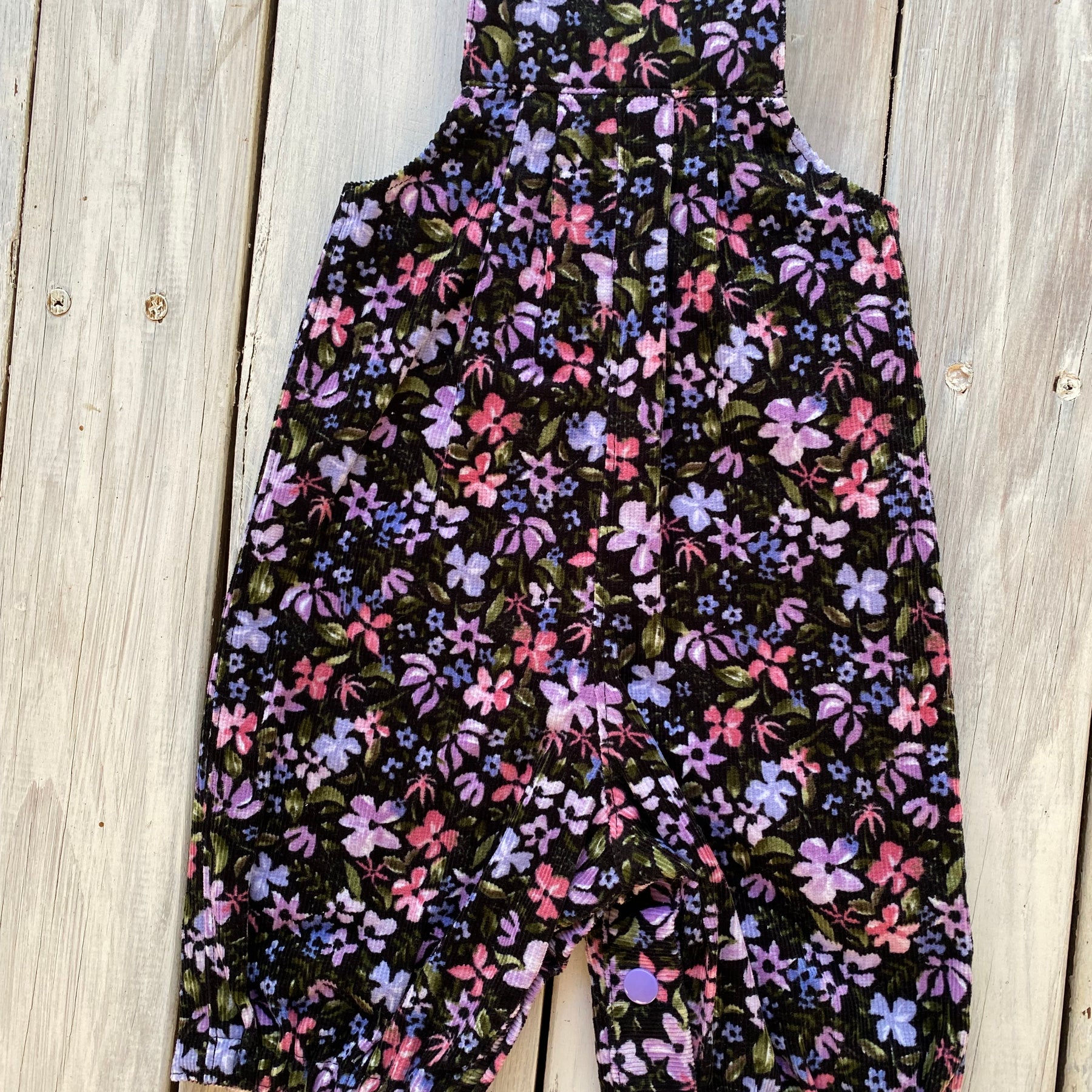 Corduroy Childs/Babies overalls violet floral multiple sizes