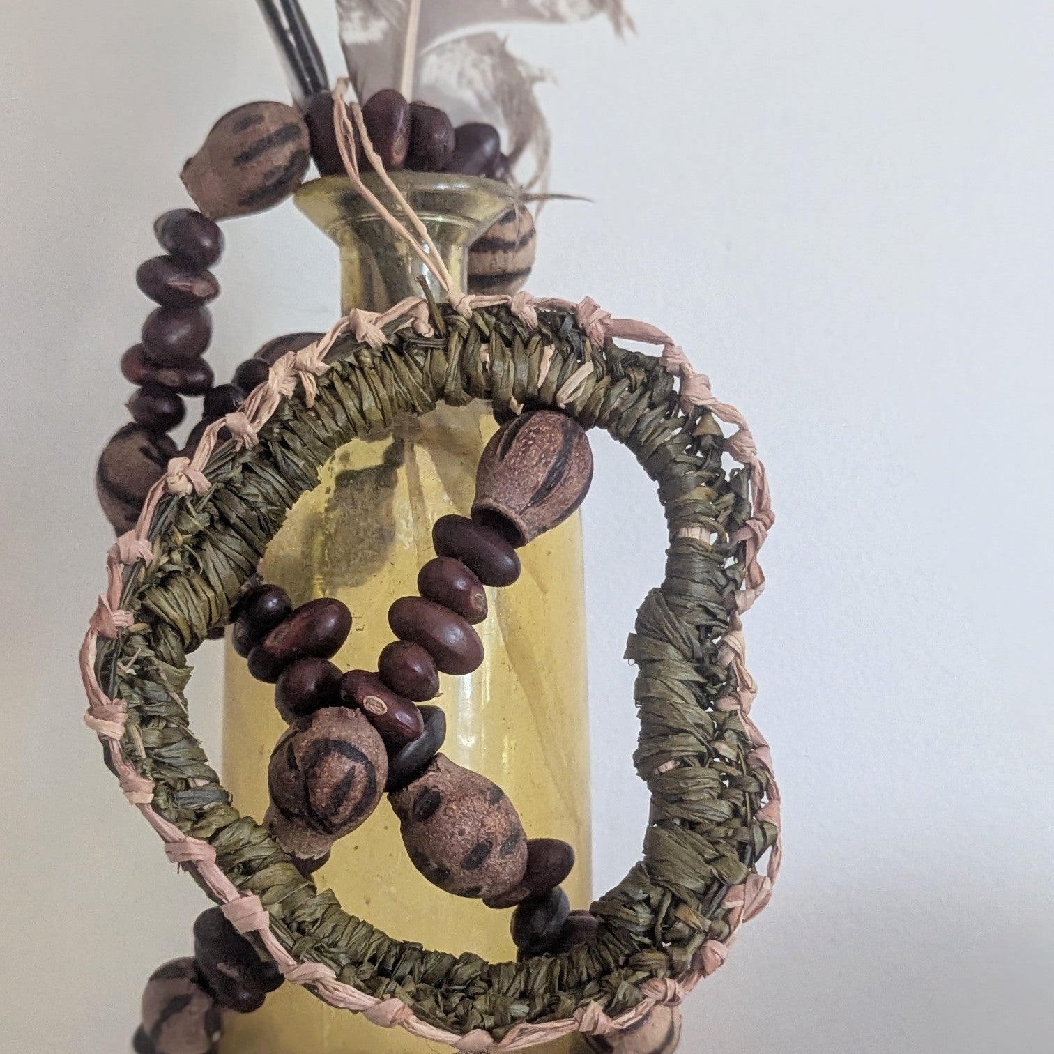 Green Open Heart Keepsake  -Woven Decorative Hanging Accent - Gift