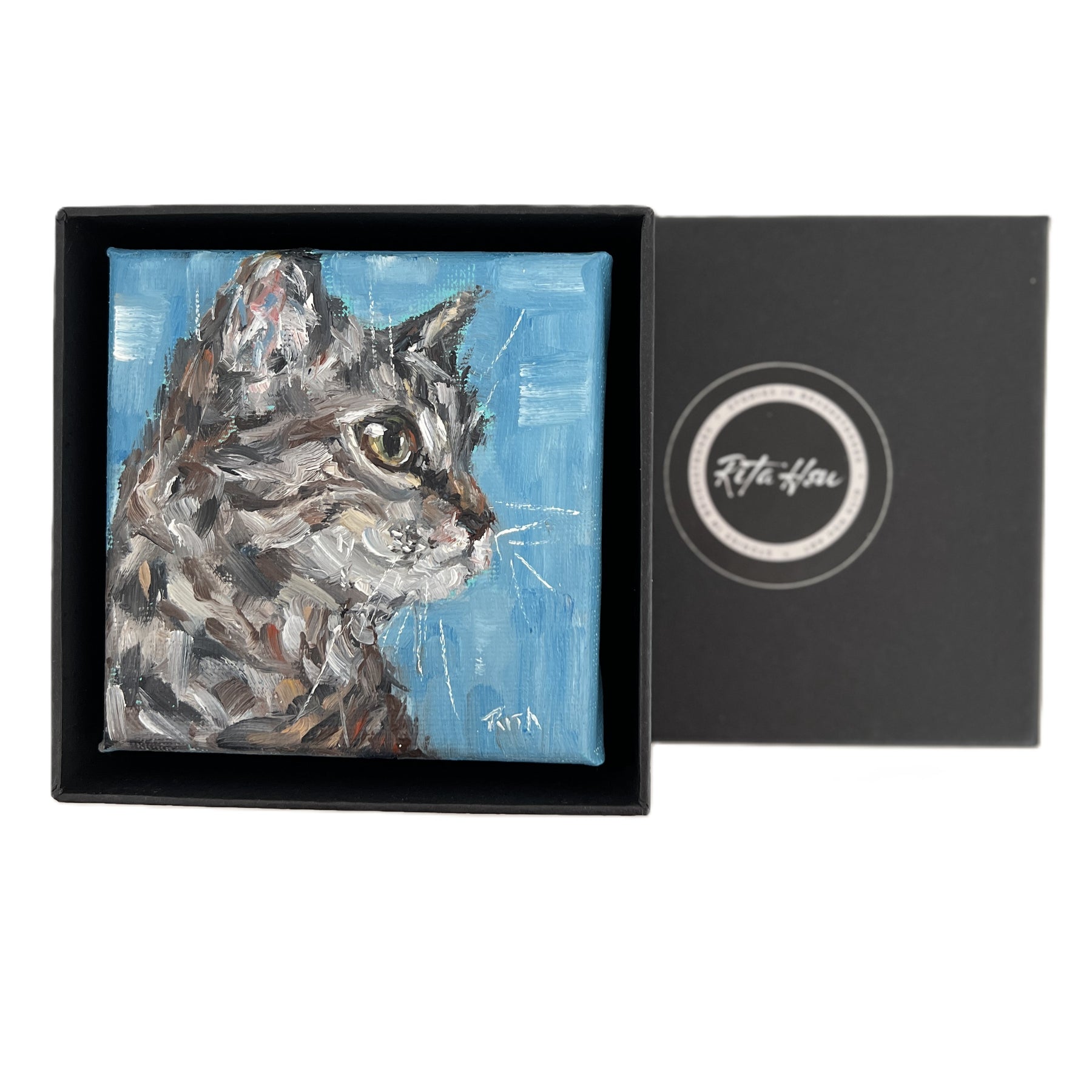 Thoughtful Feline – Original Miniature Cat Painting