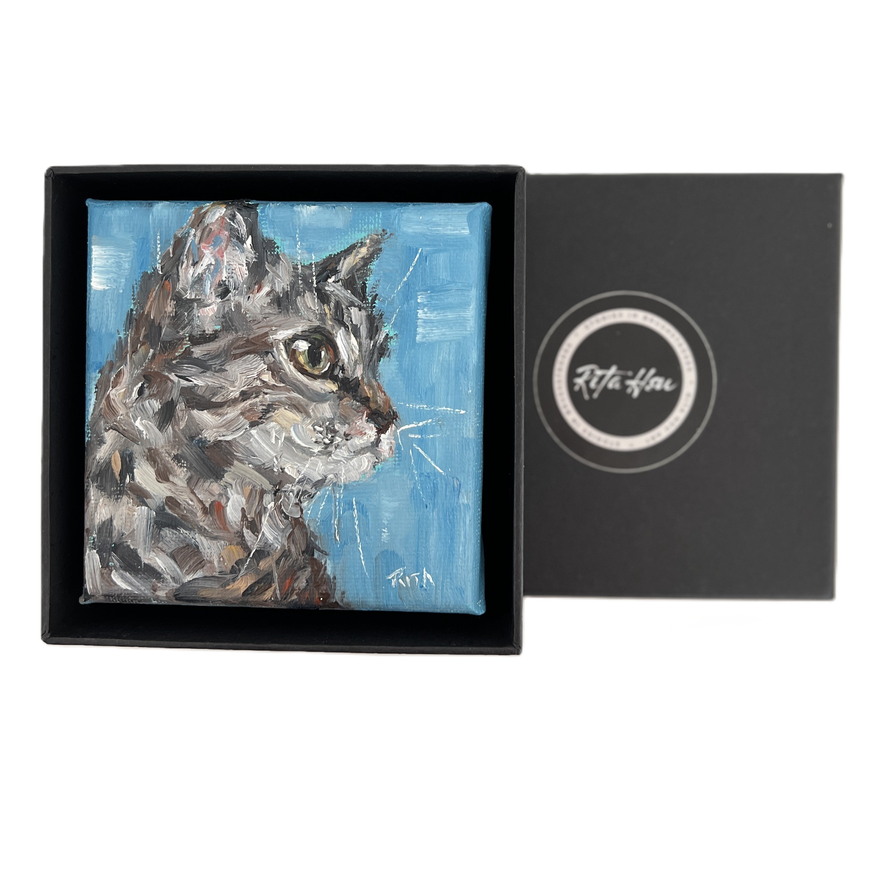 Thoughtful Feline – Original Miniature Cat Painting