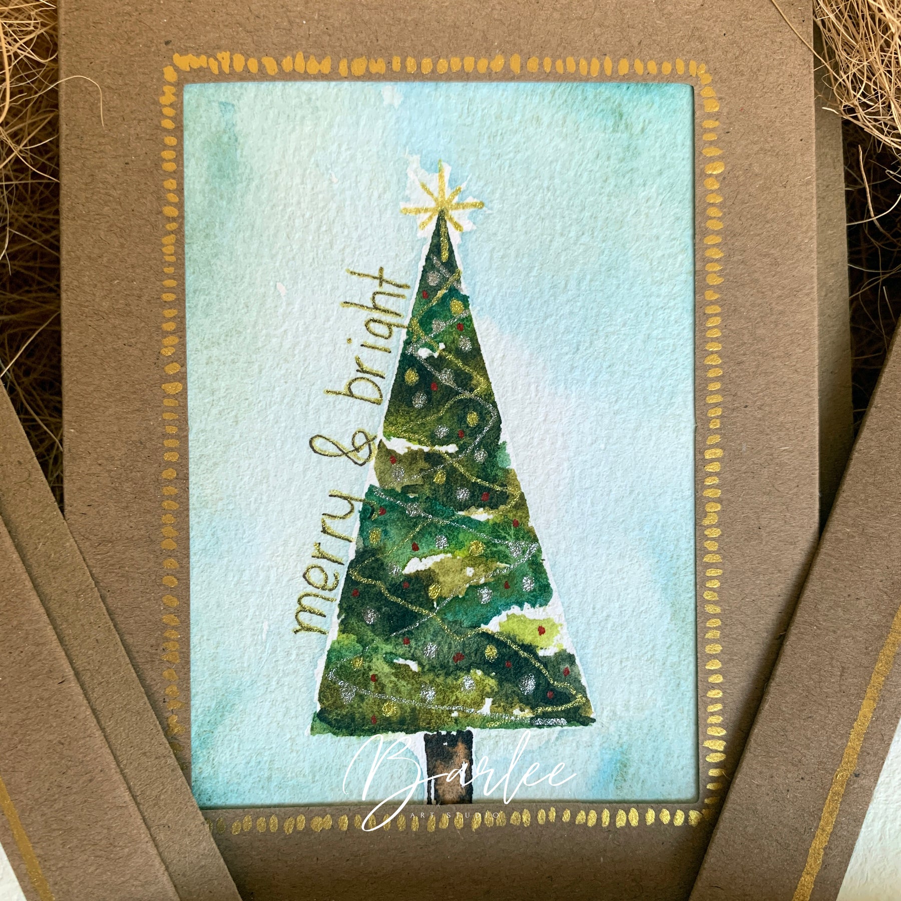 Set of 4 Hand-Painted Christmas Cards - One-of-a-Kind.