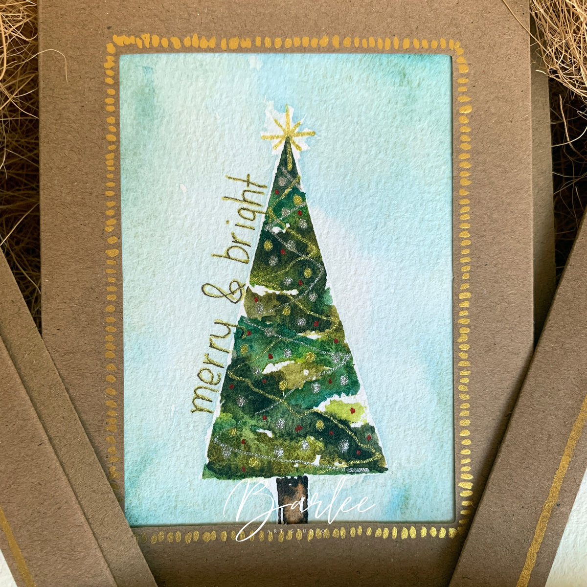 Set of 4 Hand-Painted Christmas Cards - One-of-a-Kind.