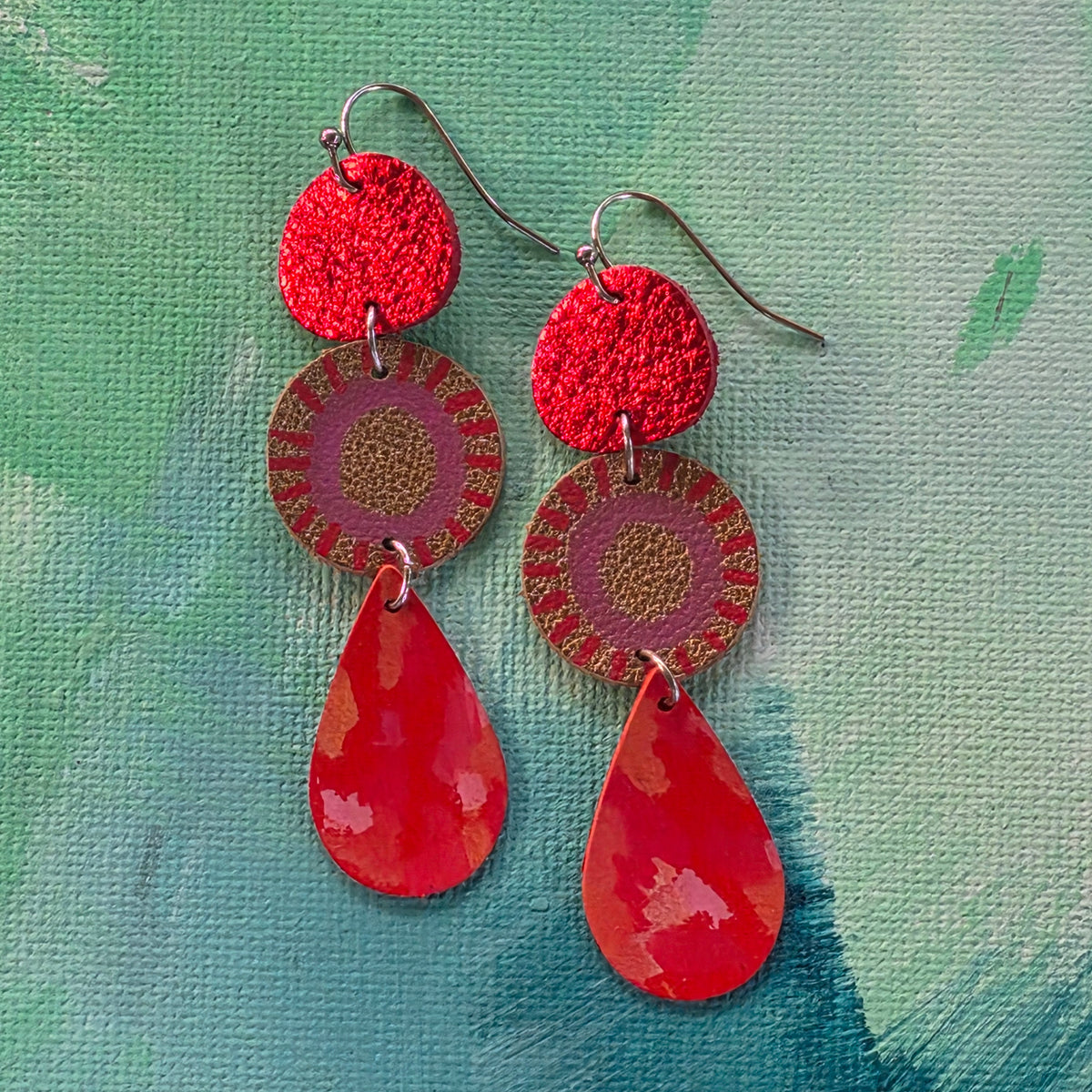 Dolce Musa Leather Earrings (pendant edition) – Fiery Haze