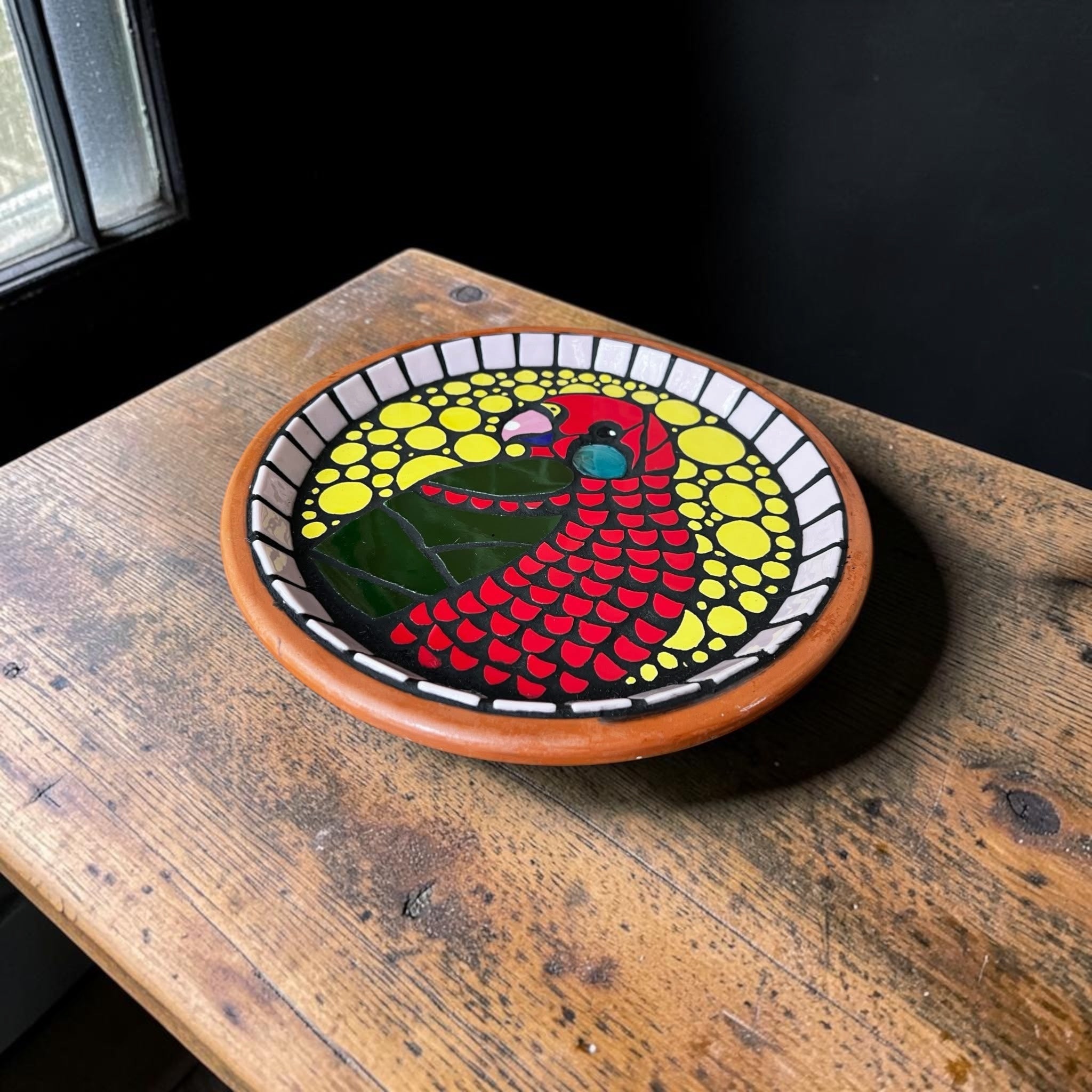 Mosaic Birdbath. King Parrot.