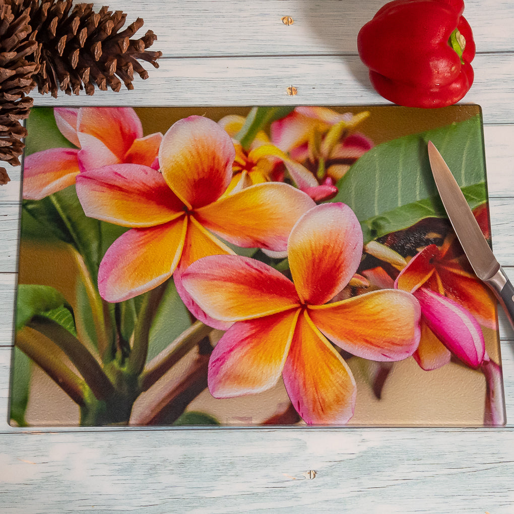 Tempered Glass Chopping Boards - Frangipani - Cutting Board