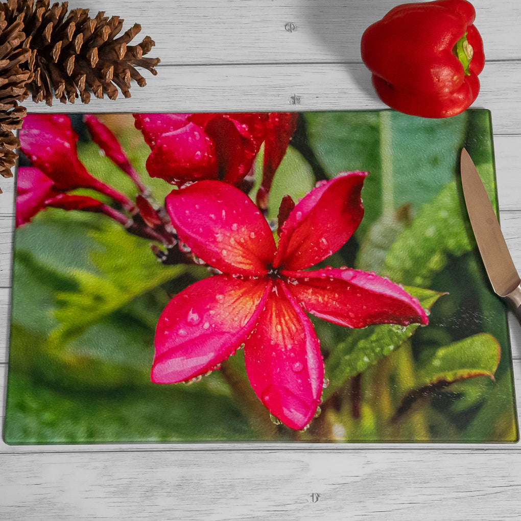 Tempered Glass Chopping Boards - Frangipani - Cutting Board