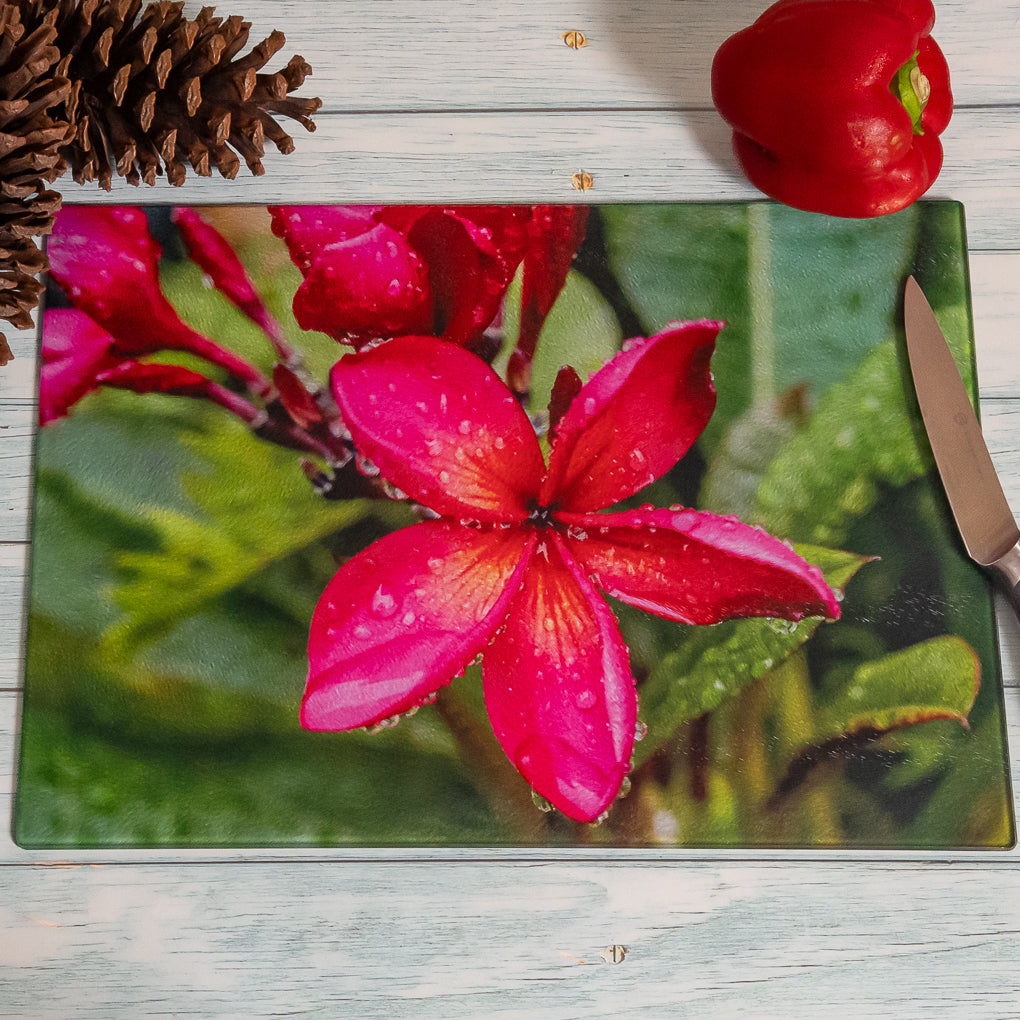 Tempered Glass Chopping Boards - Frangipani - Cutting Board