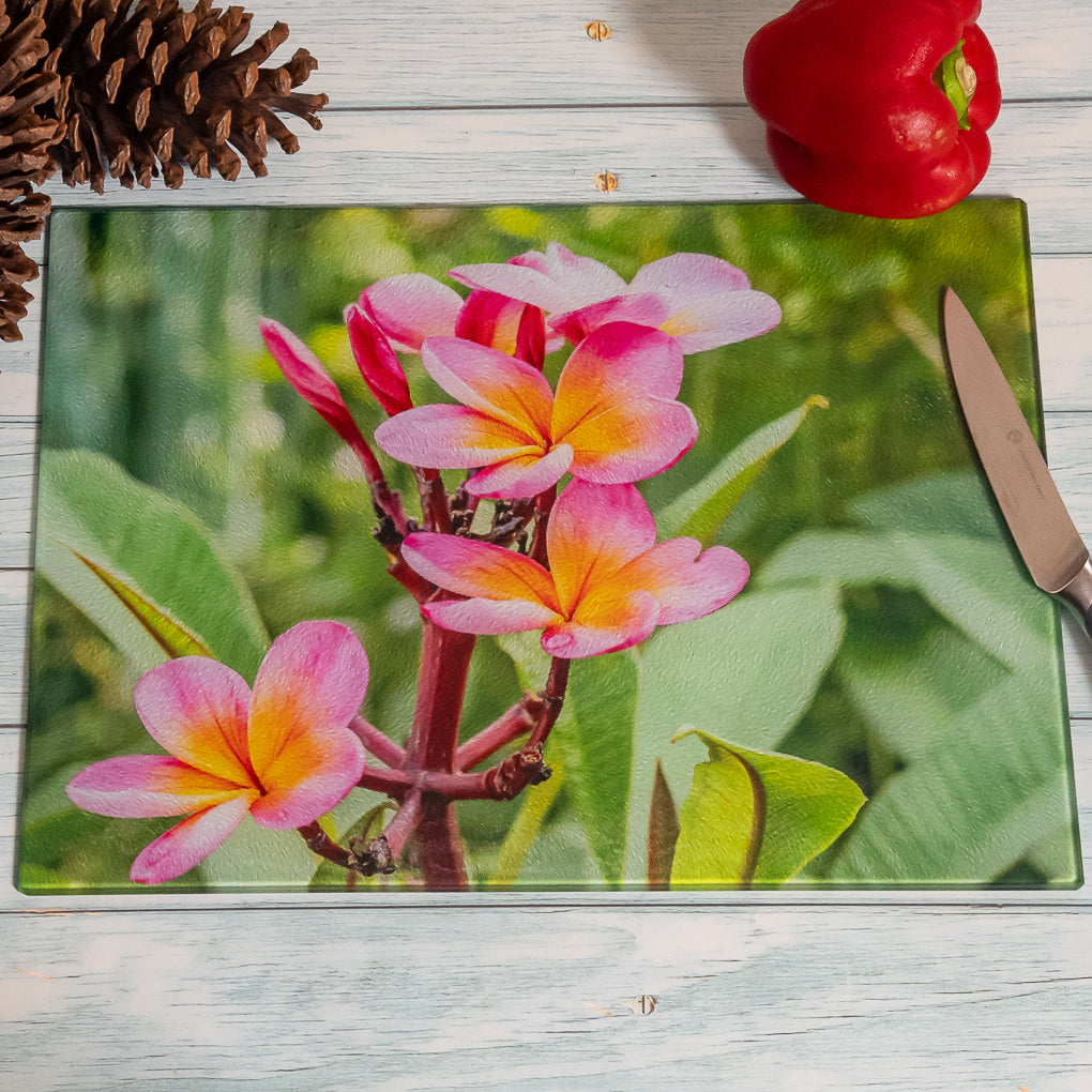 Tempered Glass Chopping Boards - Frangipani - Cutting Board