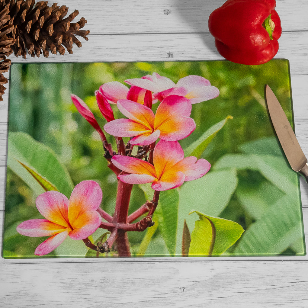 Tempered Glass Chopping Boards - Frangipani - Cutting Board