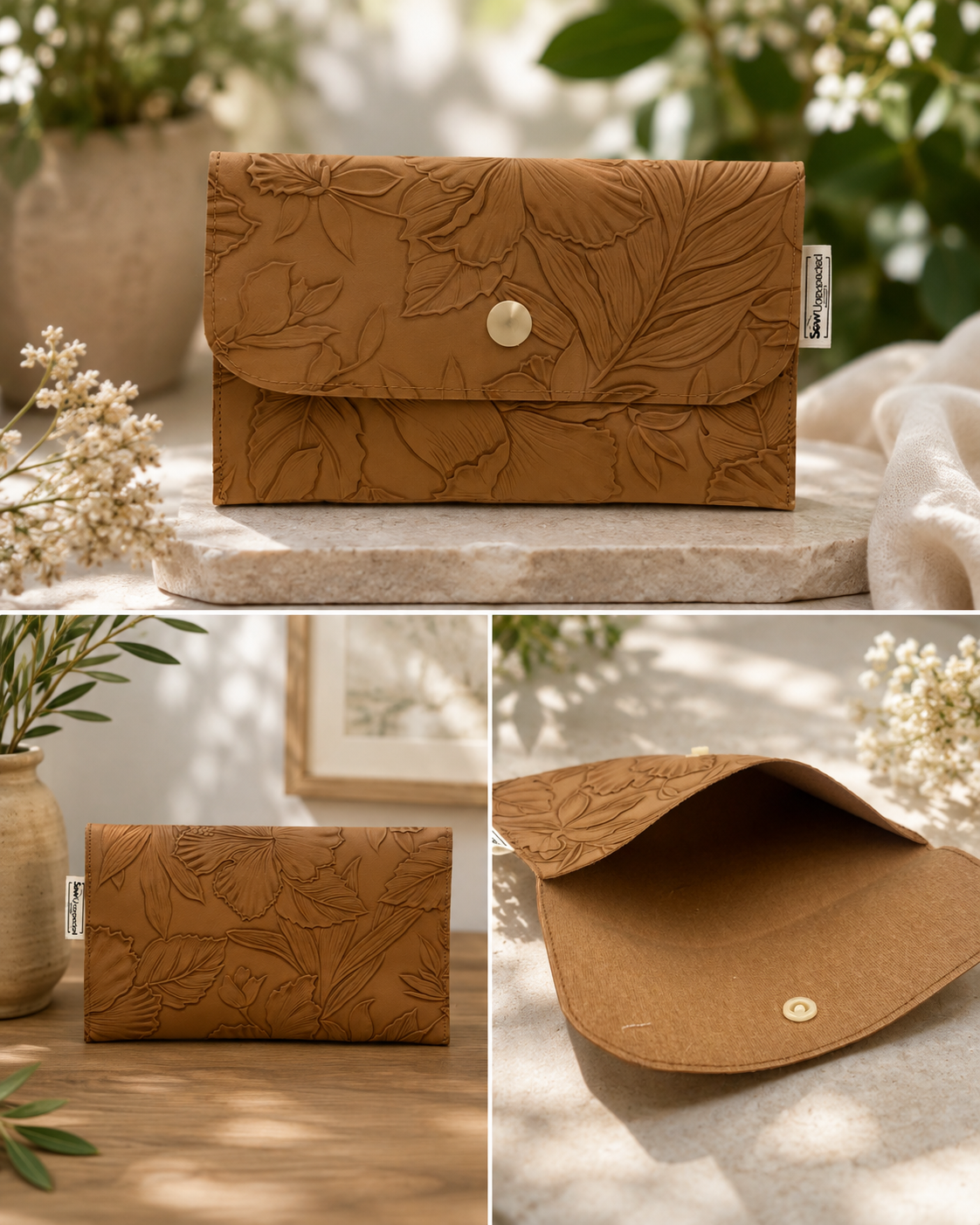 Faux Leather Coin Purse - Tan