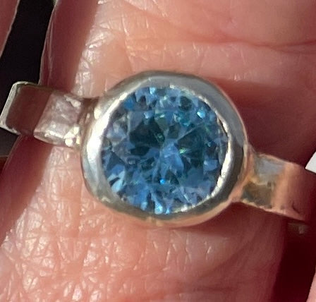 Pale Blue Aquamarine Stirling Silver Ring