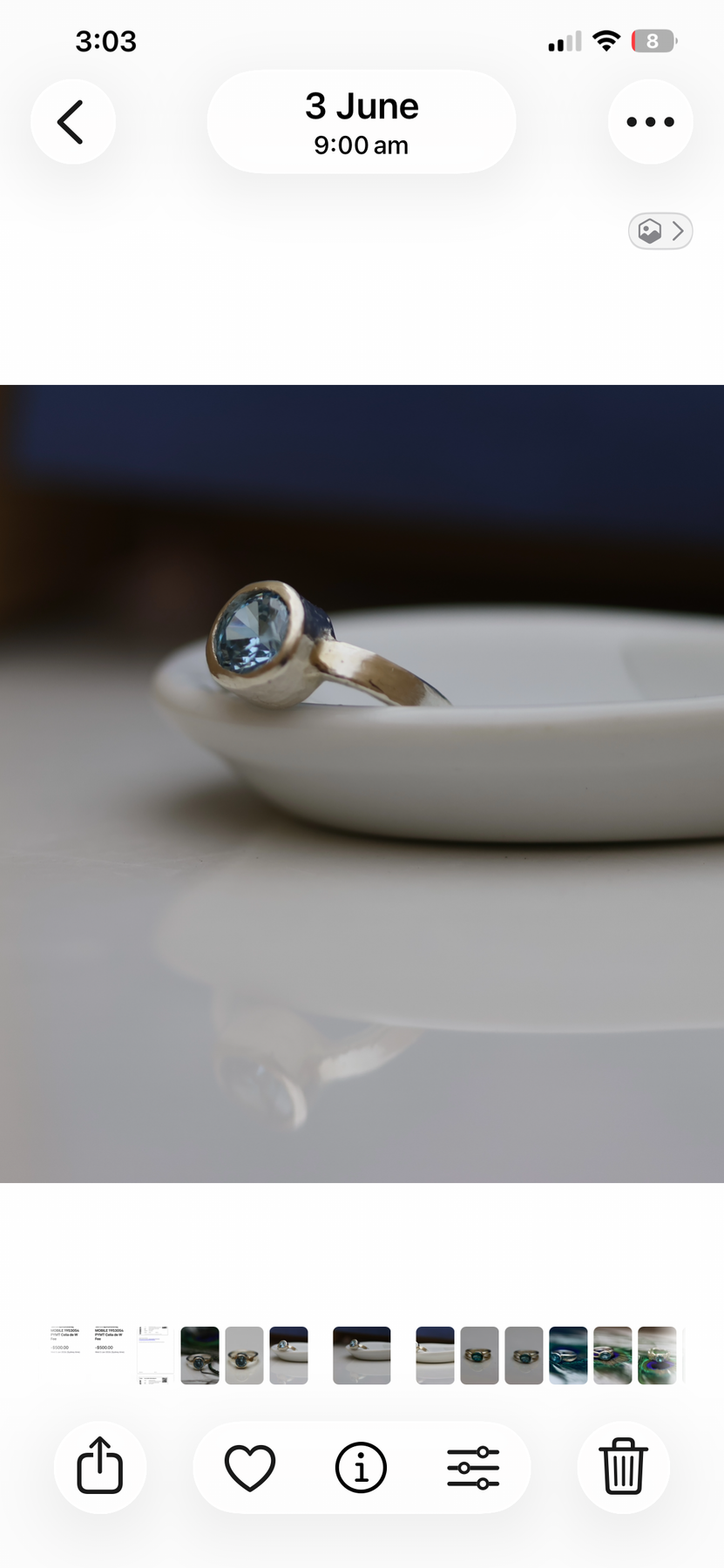 Pale Blue Aquamarine Stirling Silver Ring