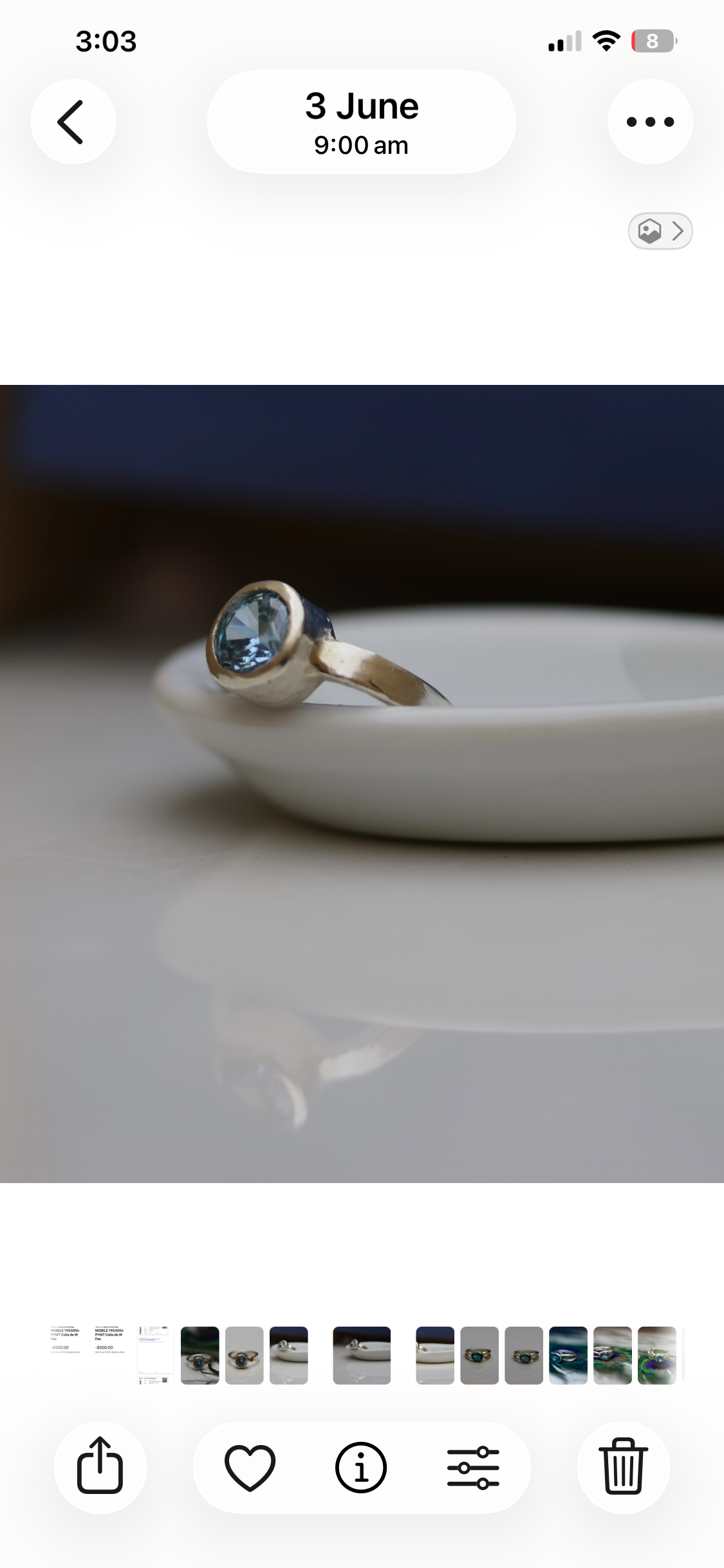 Pale Blue Aquamarine Stirling Silver Ring