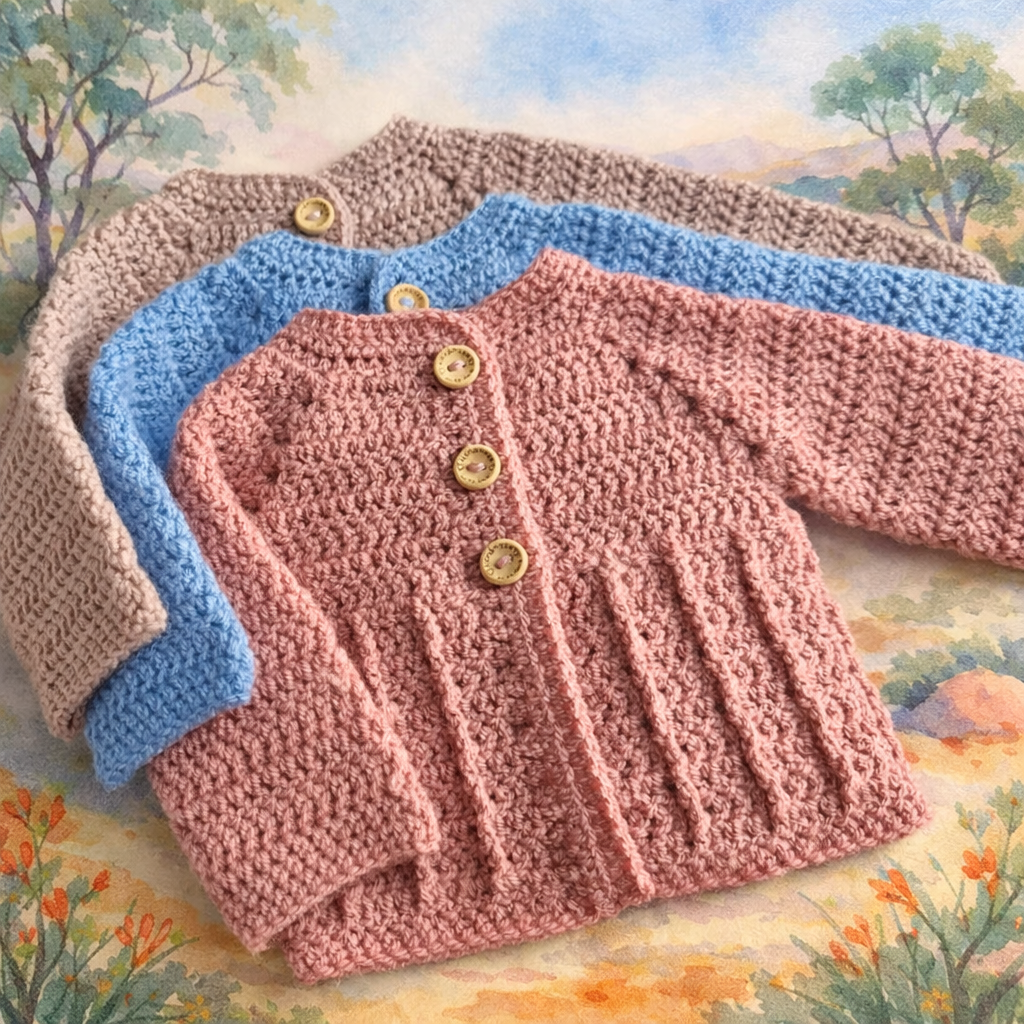 WATTLE Newborn Crocheted Cardigan and Beanie Gift Set
