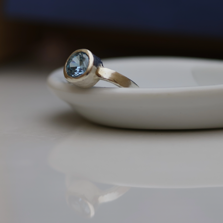Pale Blue Aquamarine Stirling Silver Ring