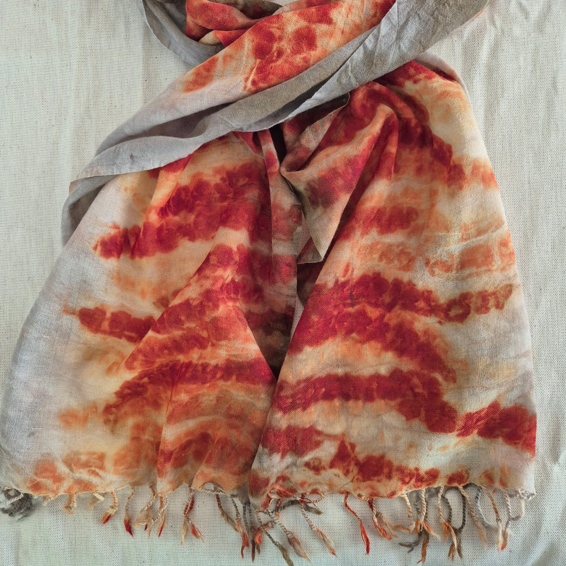 Australian merino pure wool scarf art ecoprinted