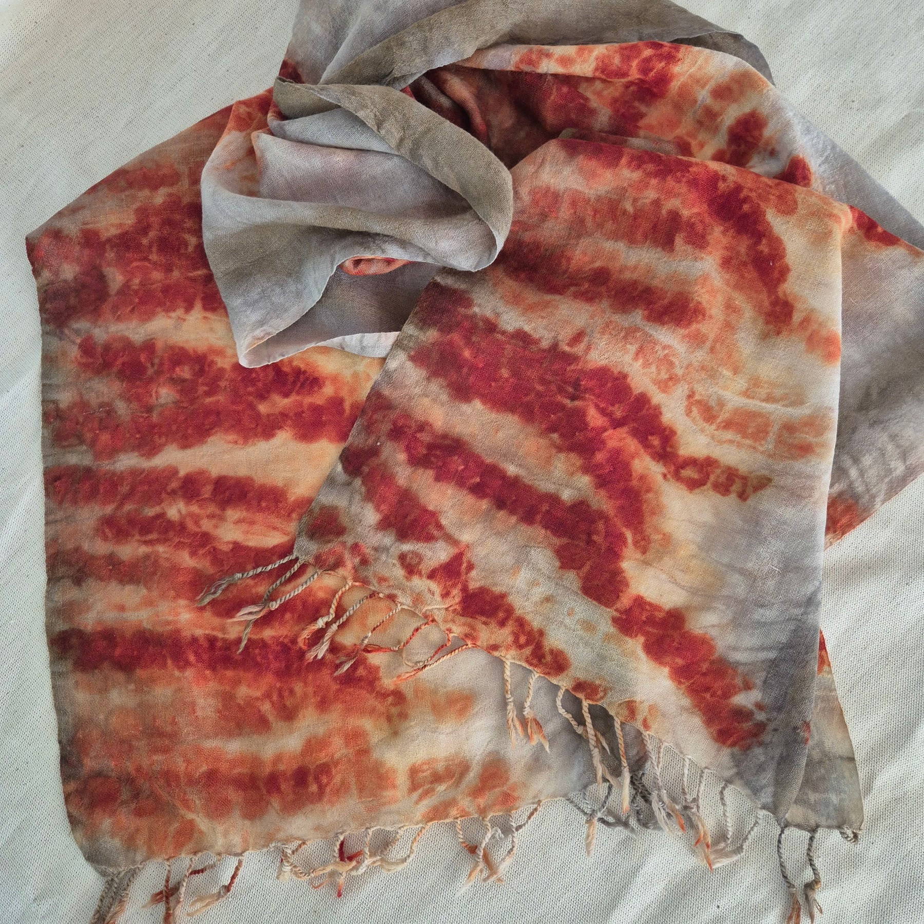 Australian merino pure wool scarf art ecoprinted