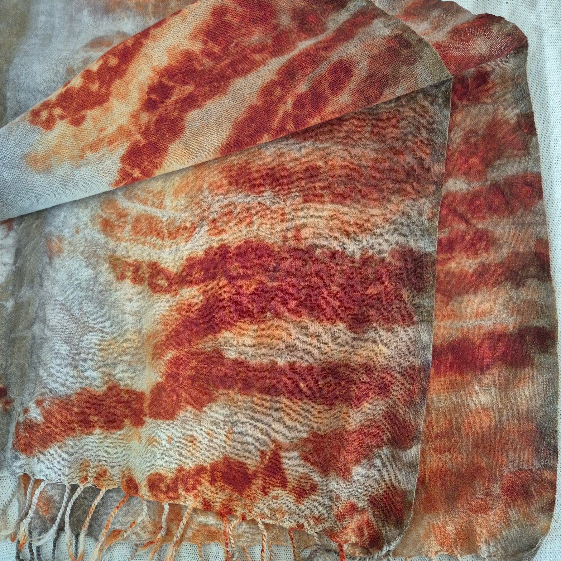 Australian merino pure wool scarf art ecoprinted