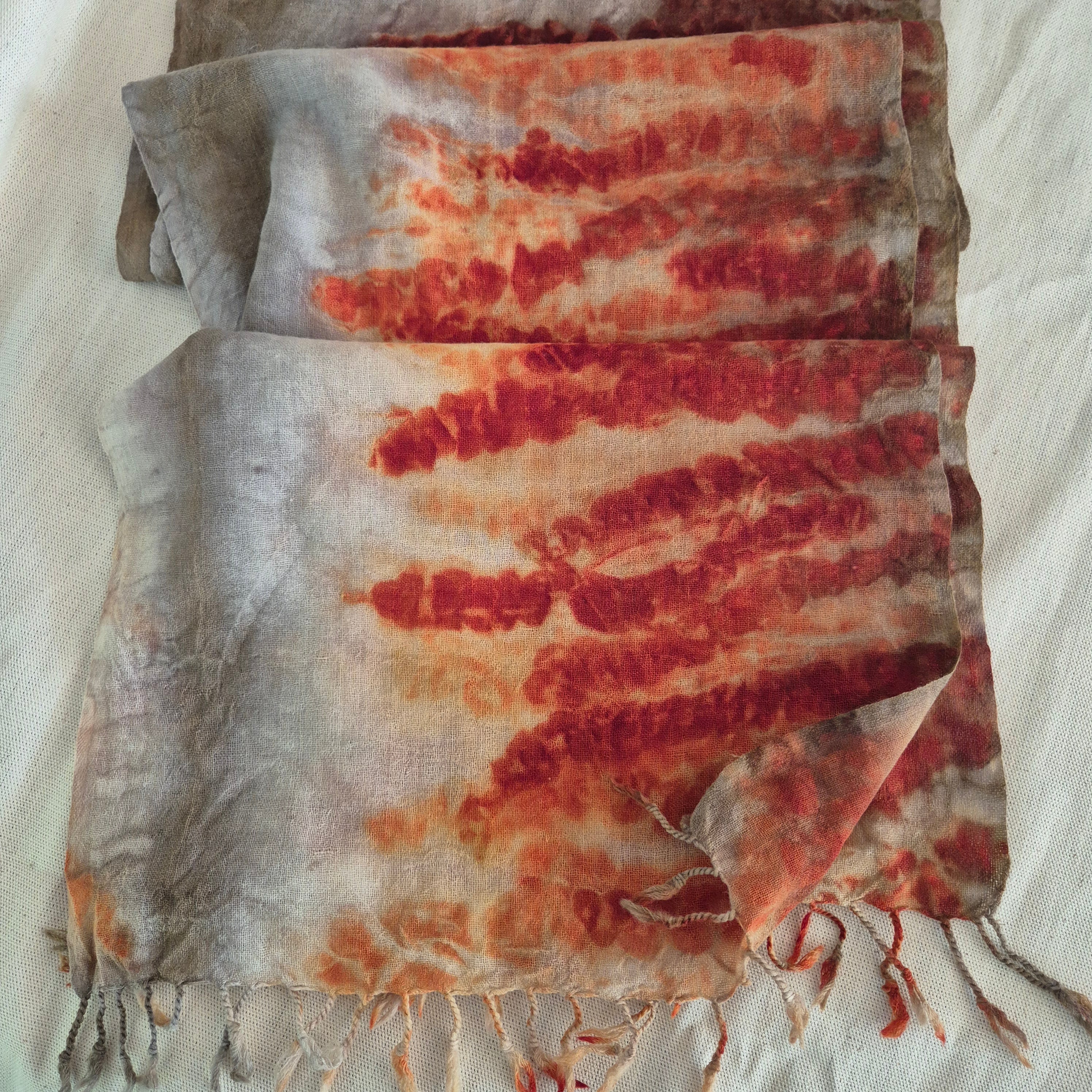 Australian merino pure wool scarf art ecoprinted