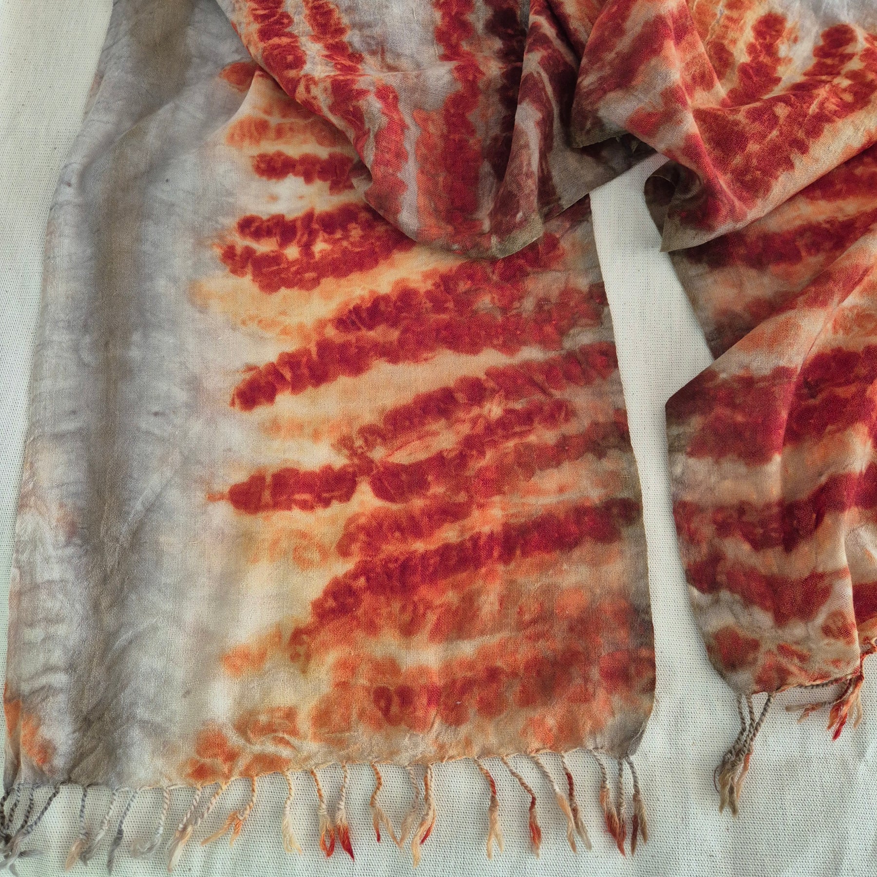 Australian merino pure wool scarf art ecoprinted