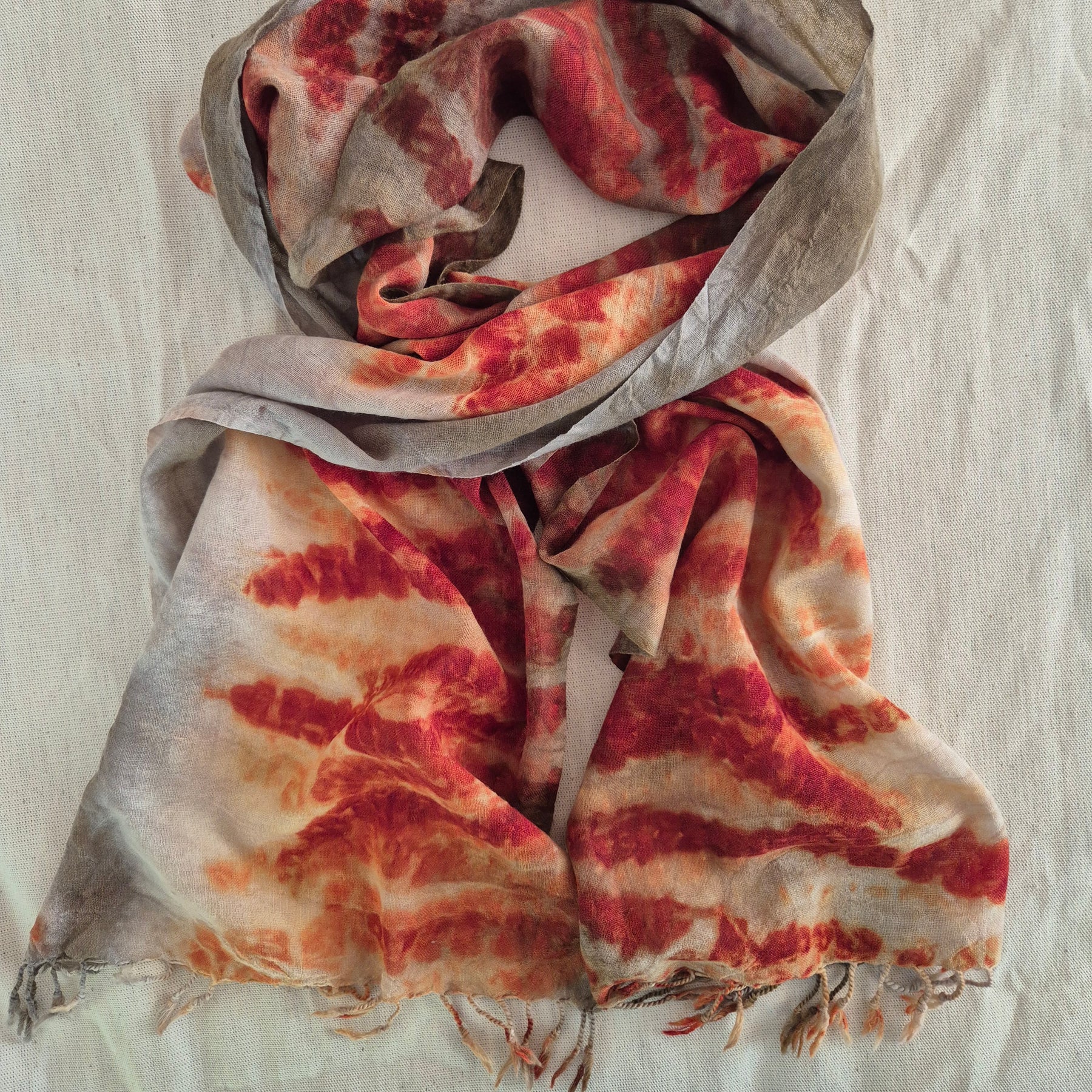 Australian merino pure wool scarf art ecoprinted