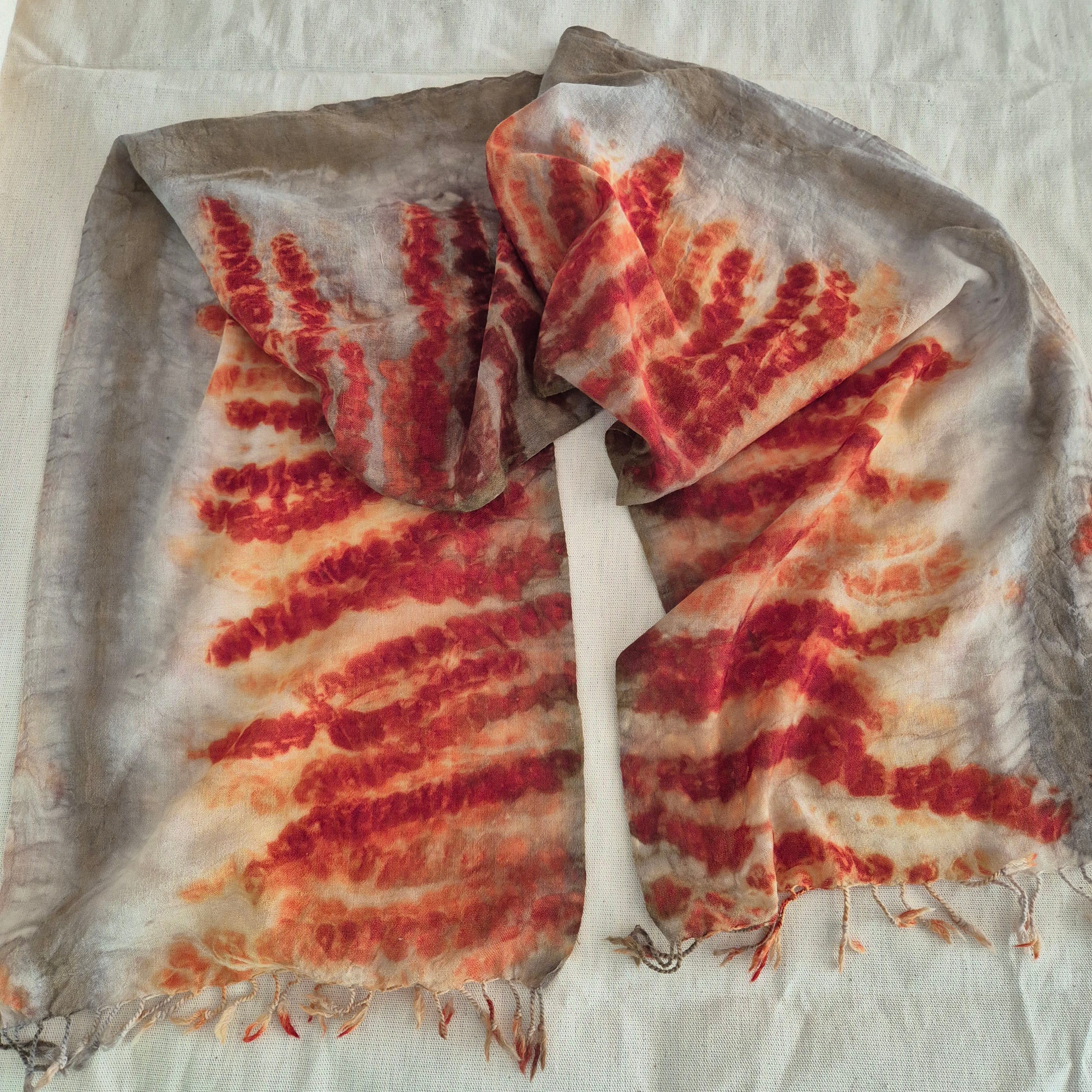 Australian merino pure wool scarf art ecoprinted