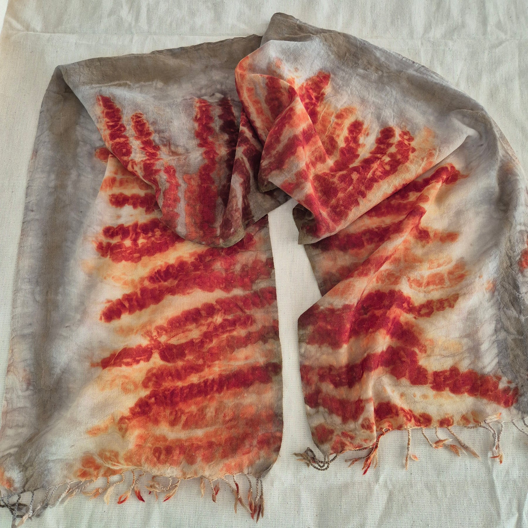 Australian merino pure wool scarf art ecoprinted