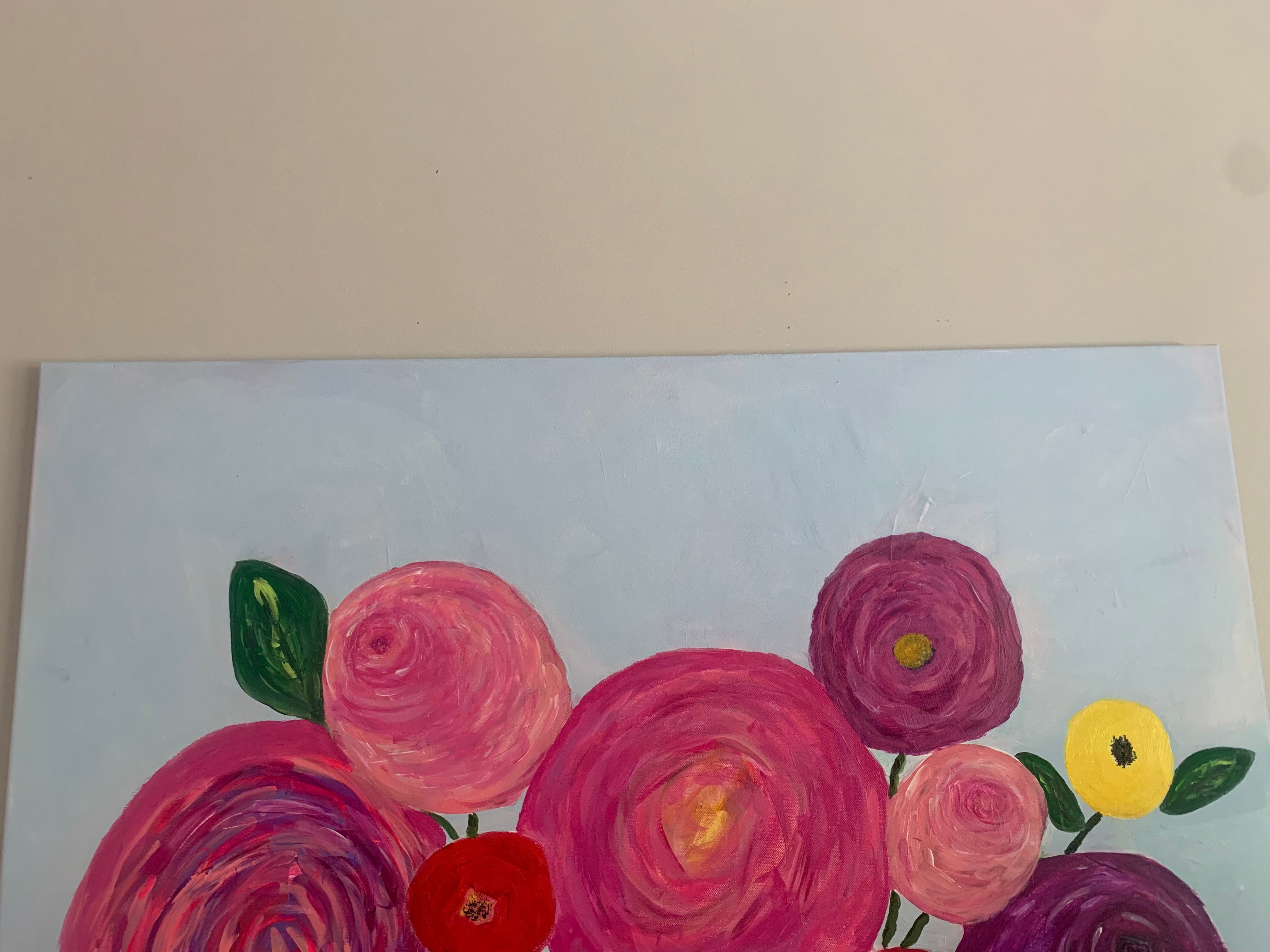 Wall Art, Joyful Blooms, Abstract Flowers, Acrylic Canvas