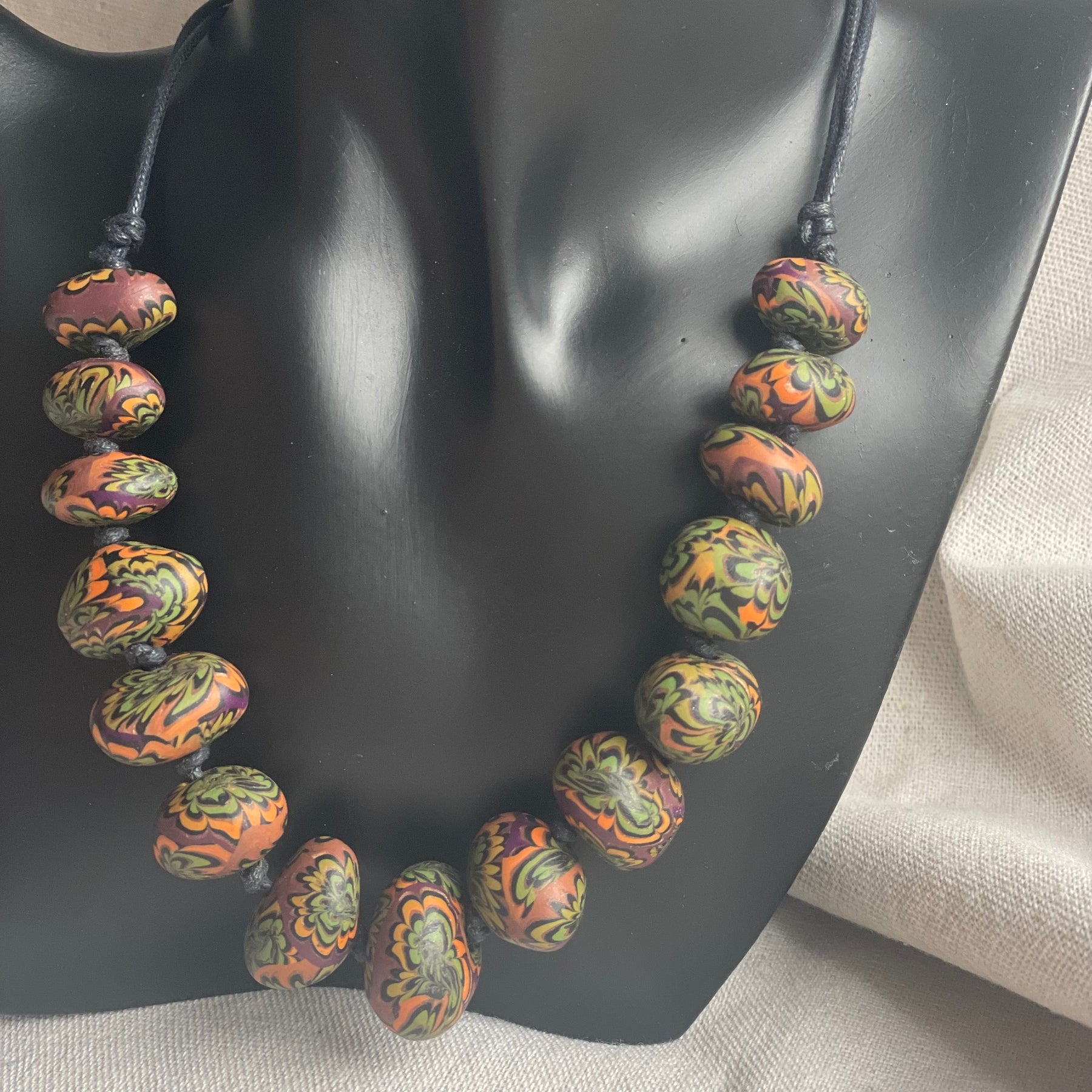 Polymer Clay Beaded Necklace - Pebbles