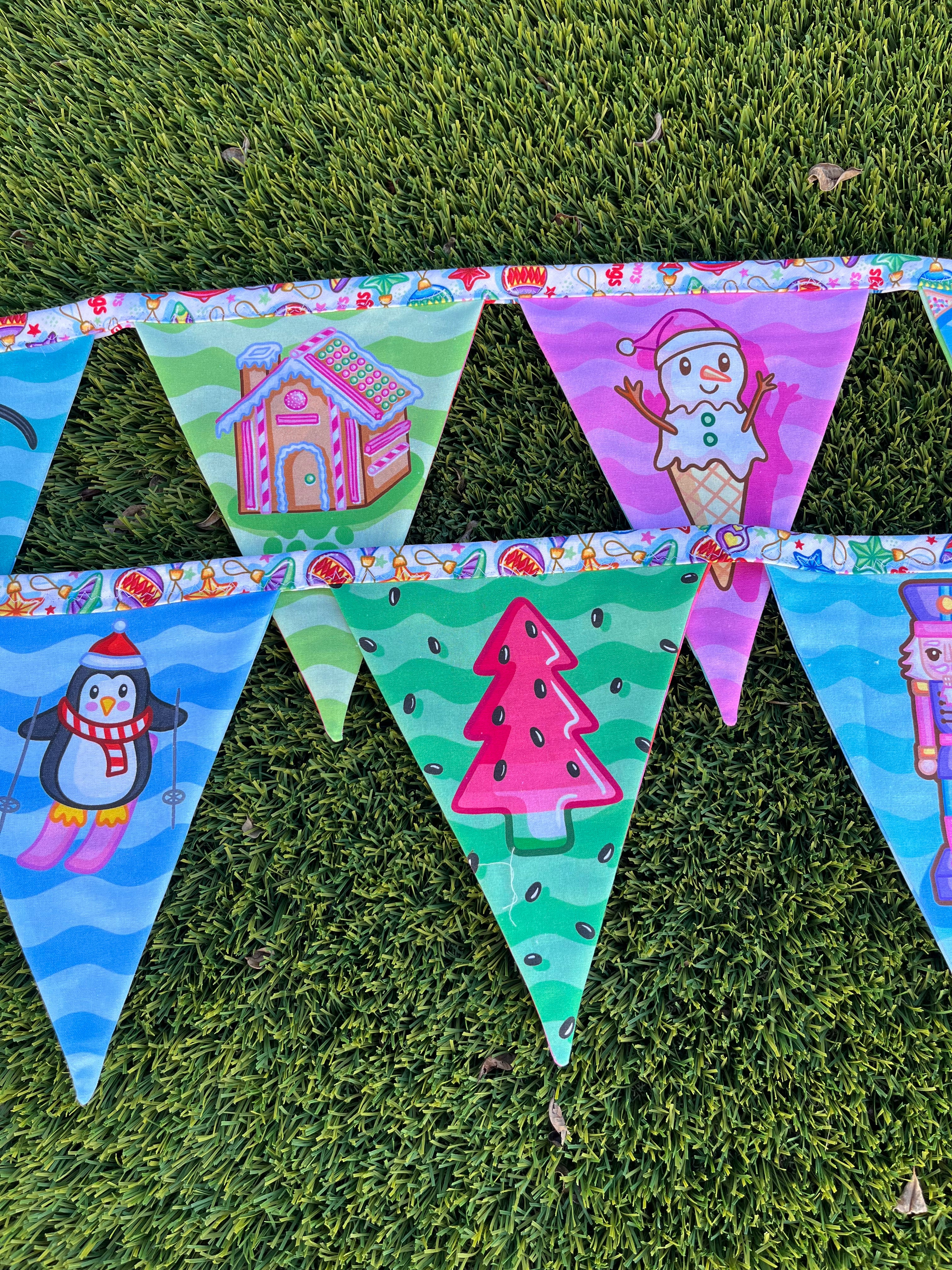 Christmas Bunting – 3m | Double-Sided | Featuring the Iconic QLD Bin Chicken