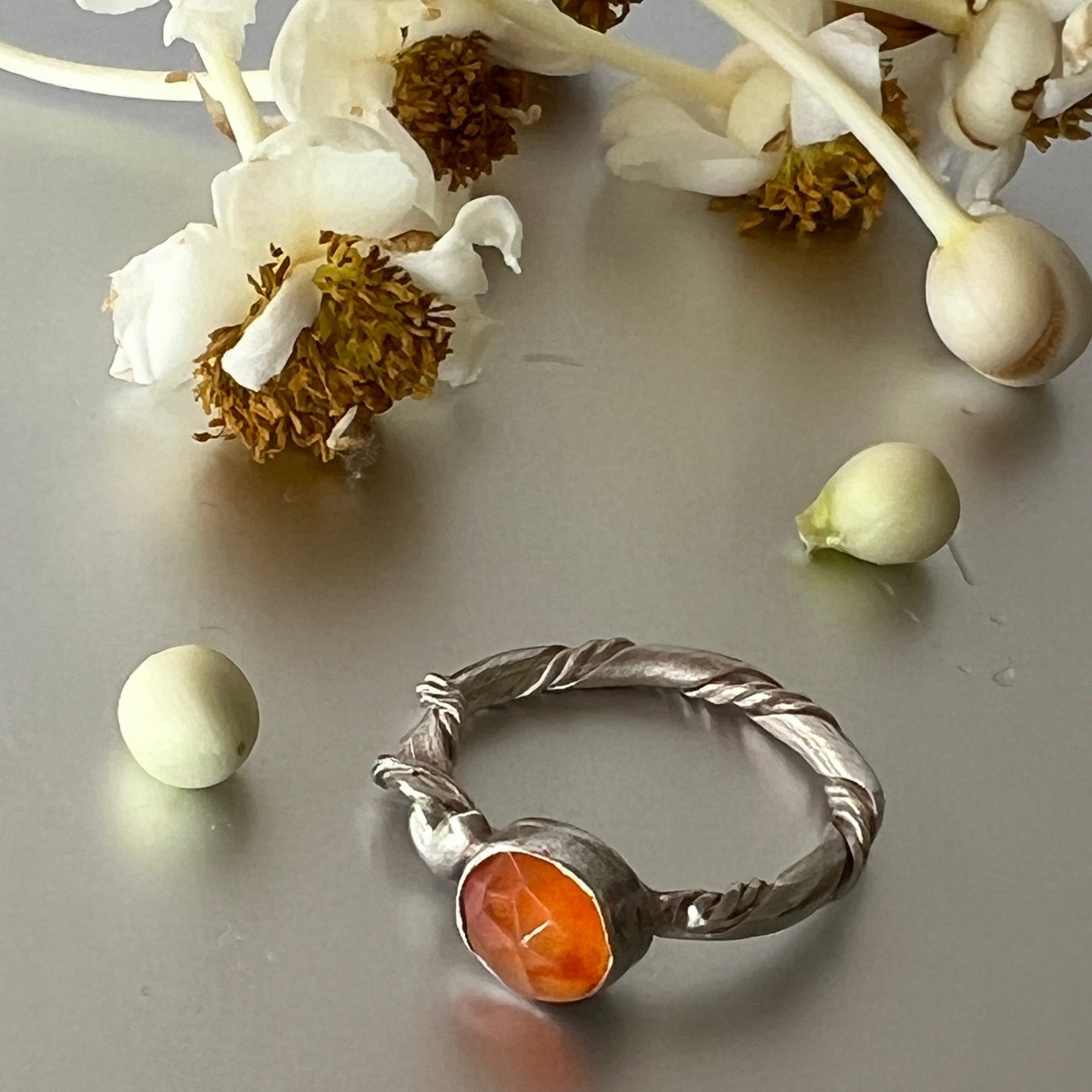 “Toukley” Sterling Silver & Carnelian Ring
