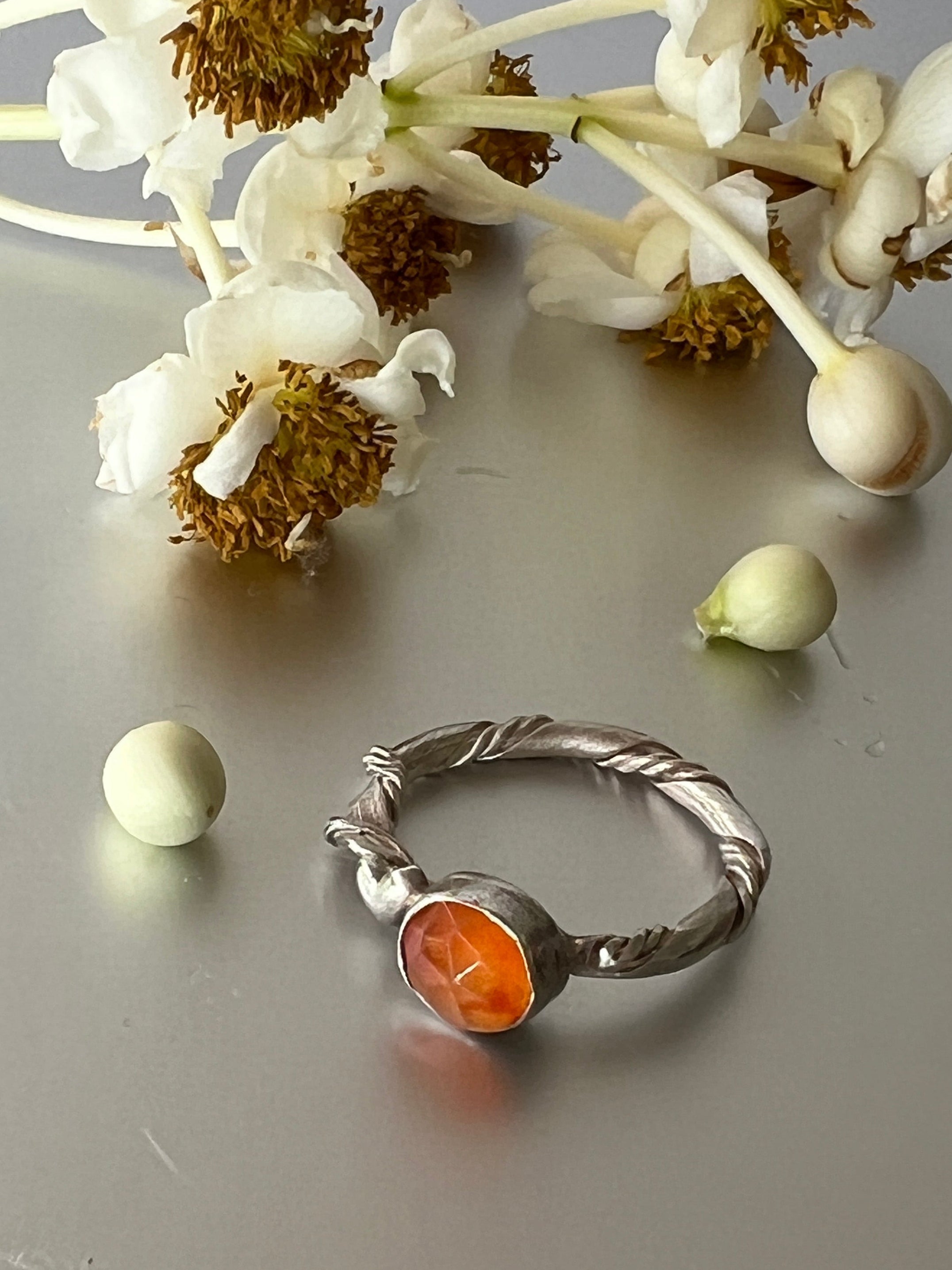 “Toukley” Sterling Silver & Carnelian Ring