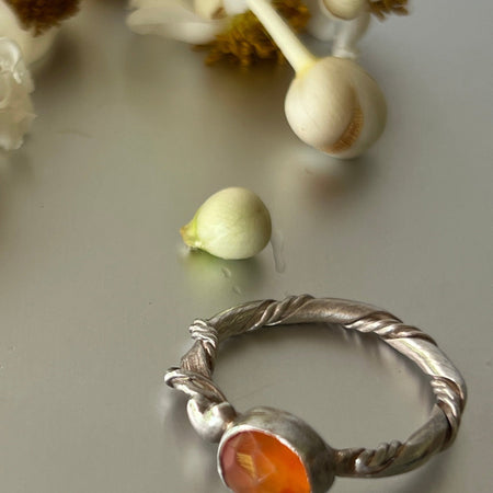 “Toukley” Sterling Silver & Carnelian Ring
