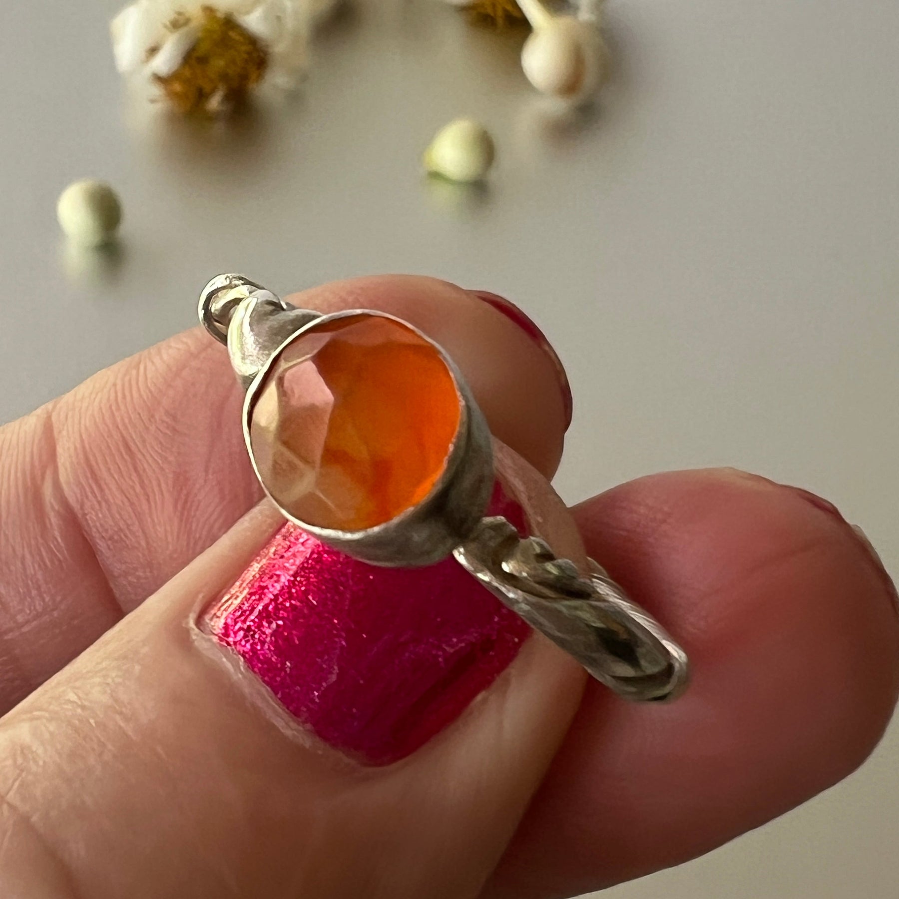 “Toukley” Sterling Silver & Carnelian Ring