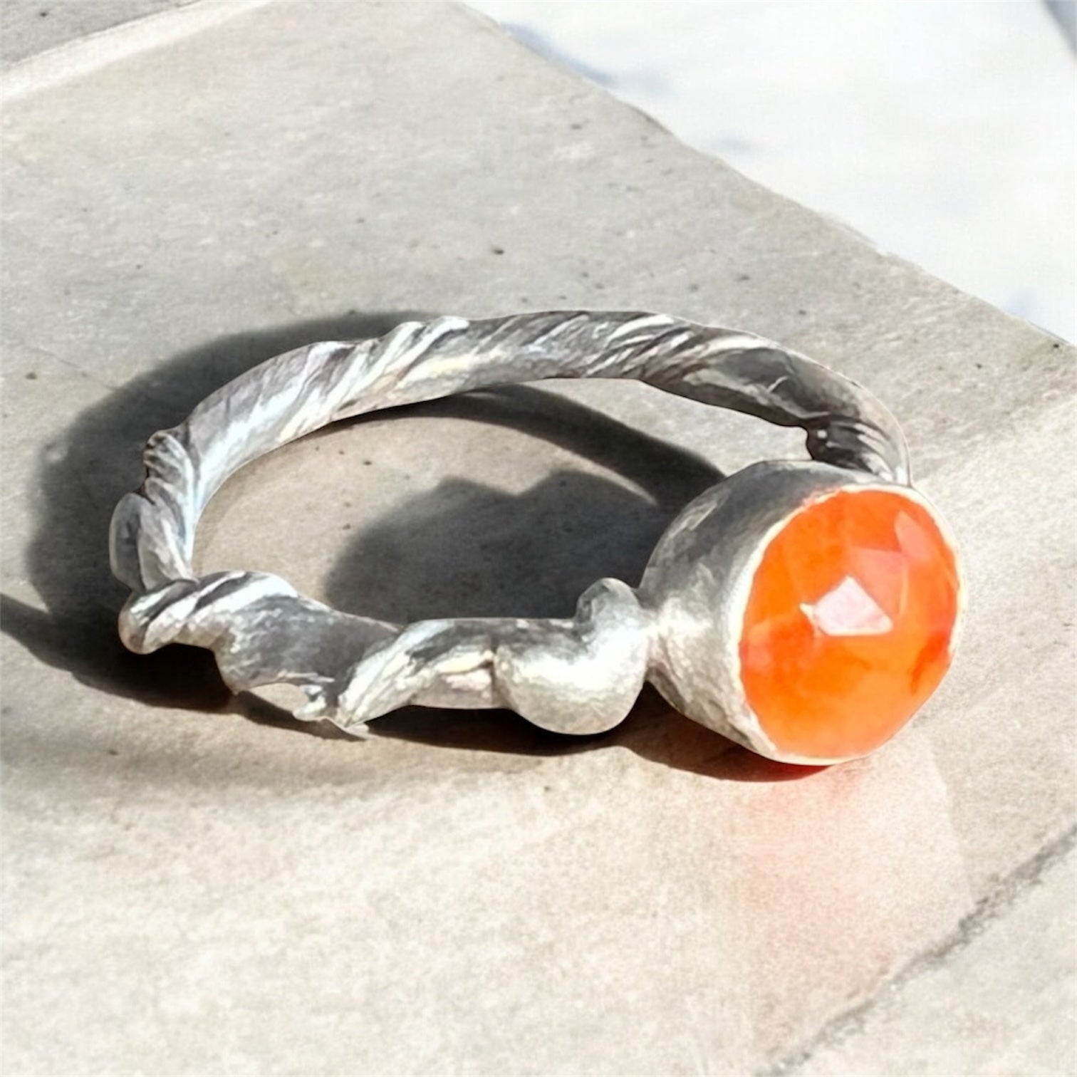 “Toukley” Sterling Silver & Carnelian Ring