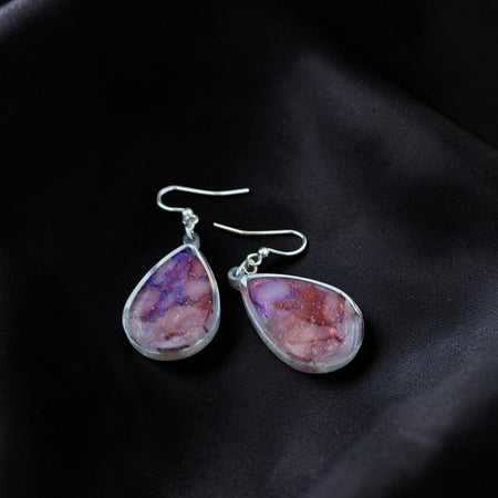 Teardrop Polymer Clay Earrings - Galaxy Nebula Amethyst and Pink