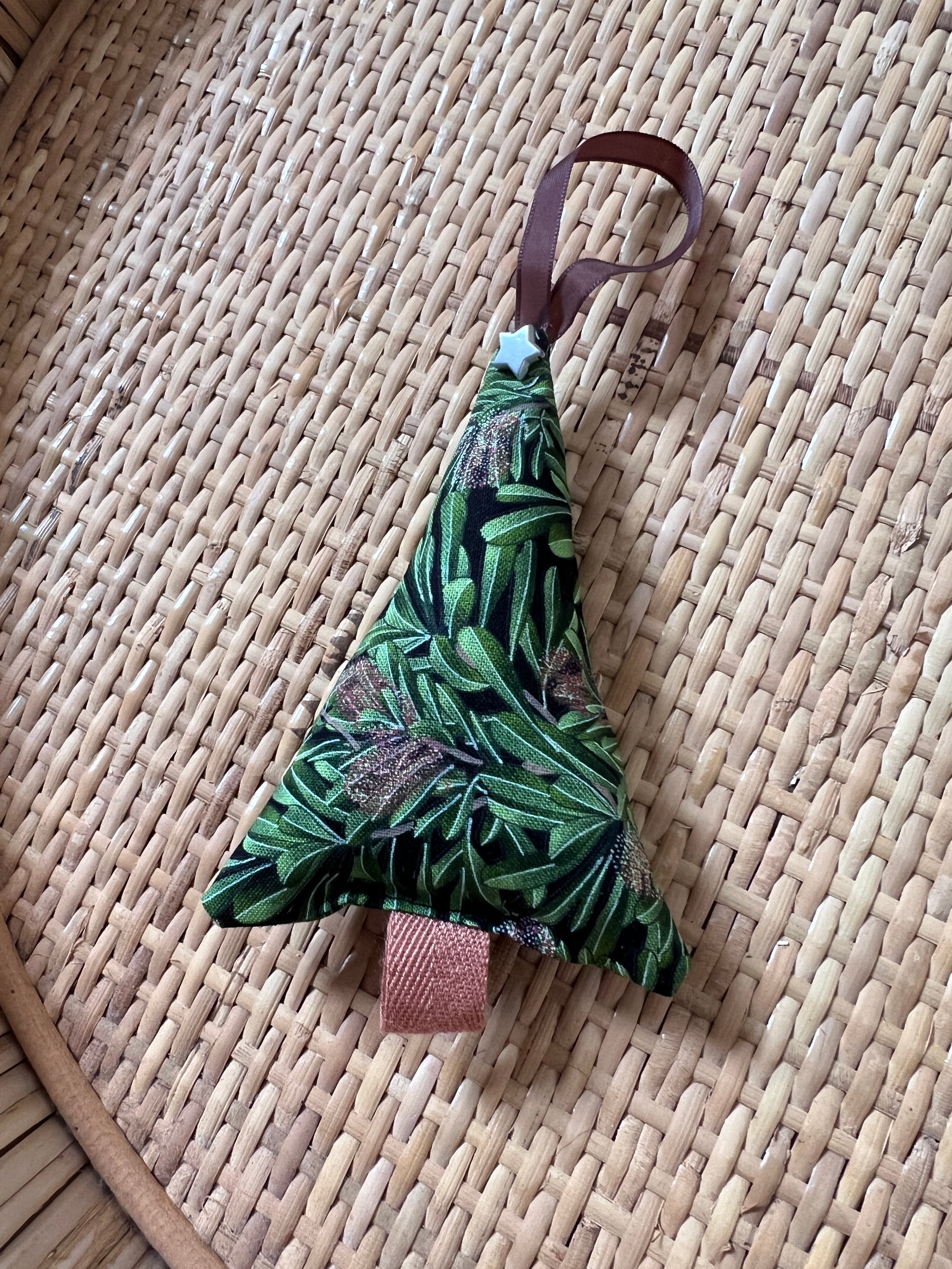 Christmas Fabric Tree Ornaments - Set of 7 - Green