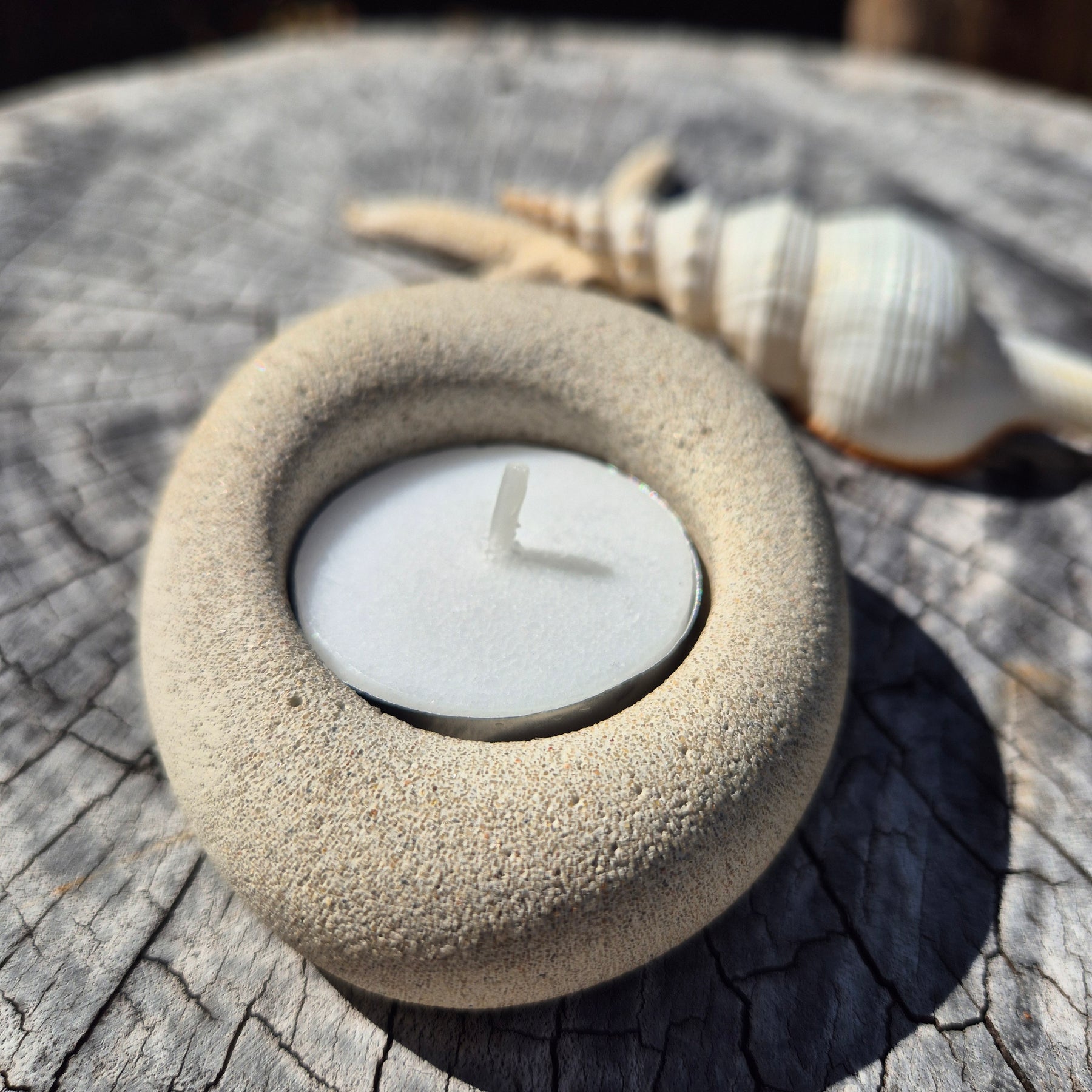 Eco-stone pebble shaped tealight candle holder