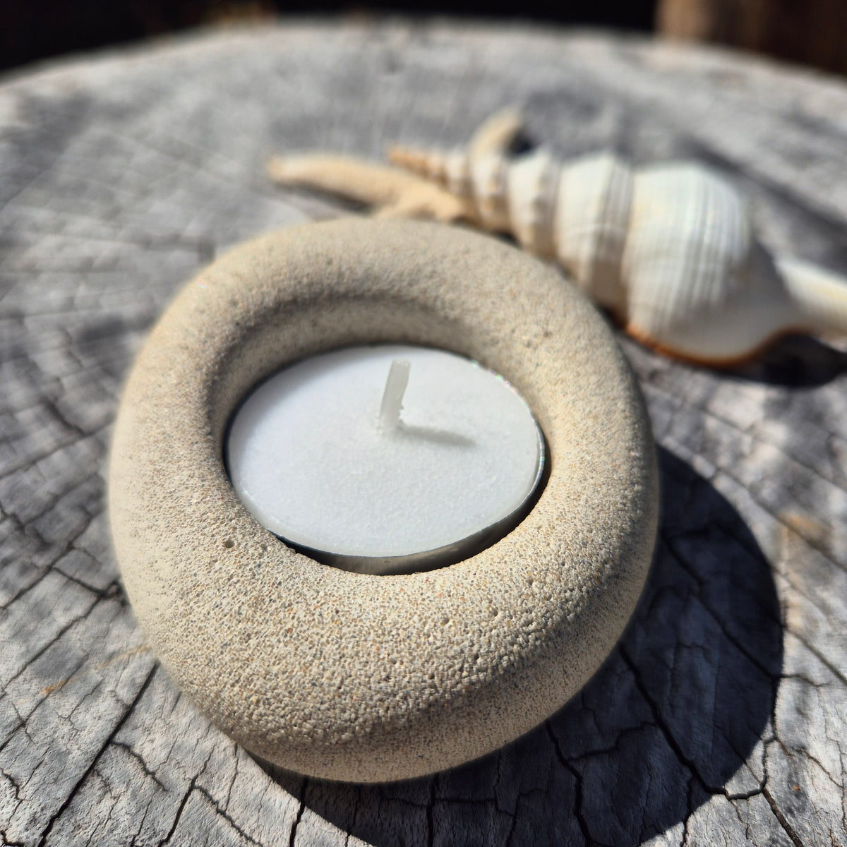 Eco-stone pebble shaped tealight candle holder