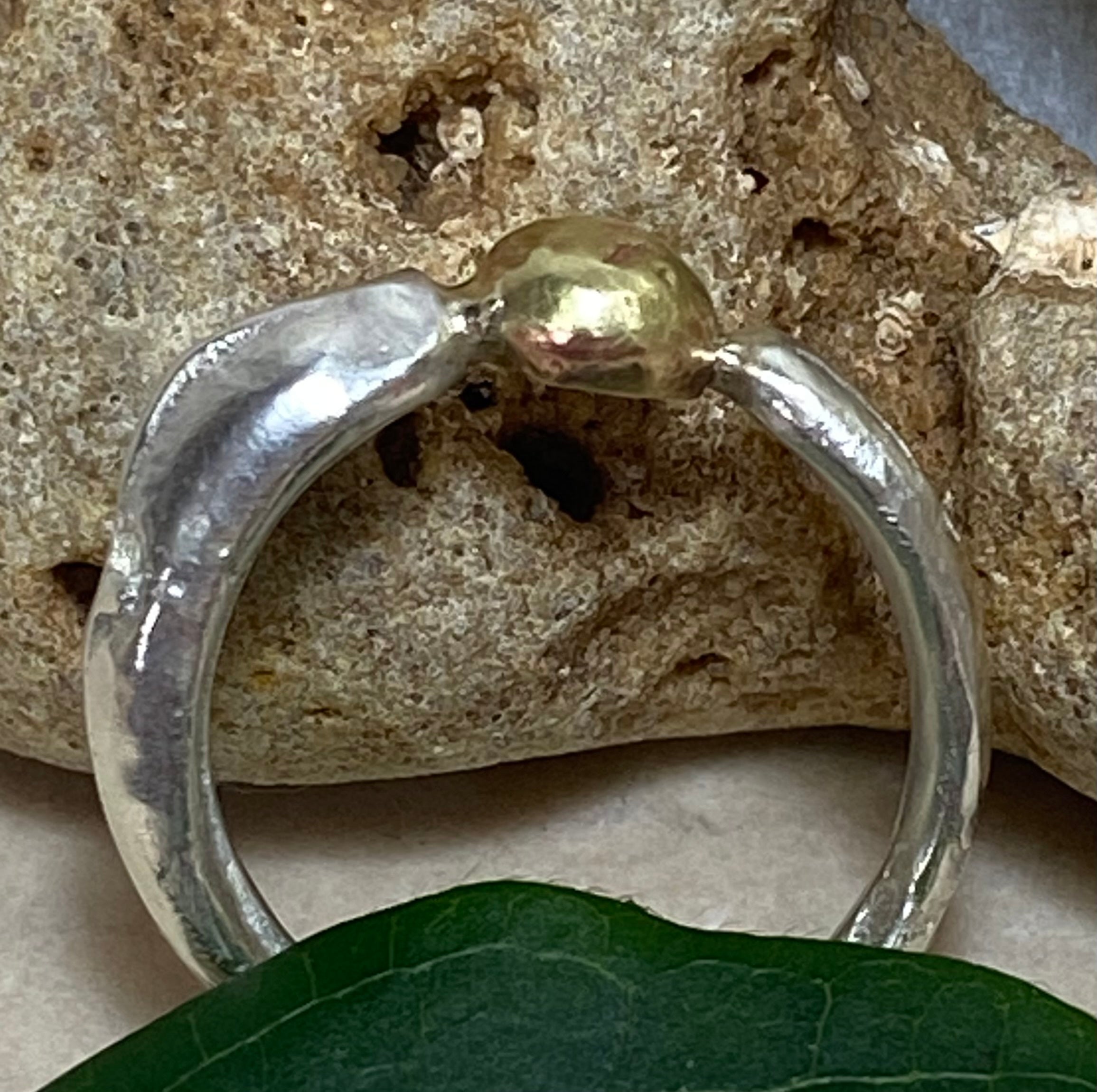 Seed Ring | Sand Cast Sterling Silver with Brass