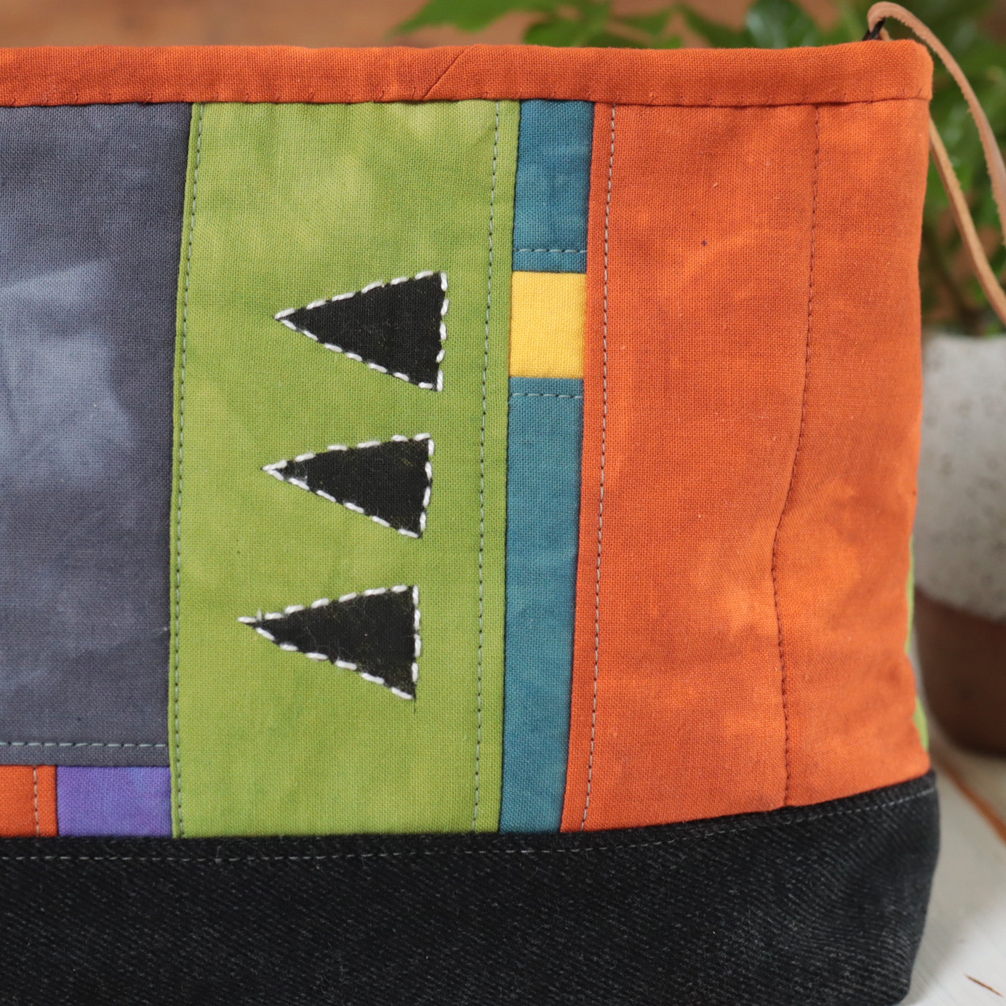 Hand Dyed Zipper Bag, Makeup Bag, Sewing Pouch, Ochre and Charcoal