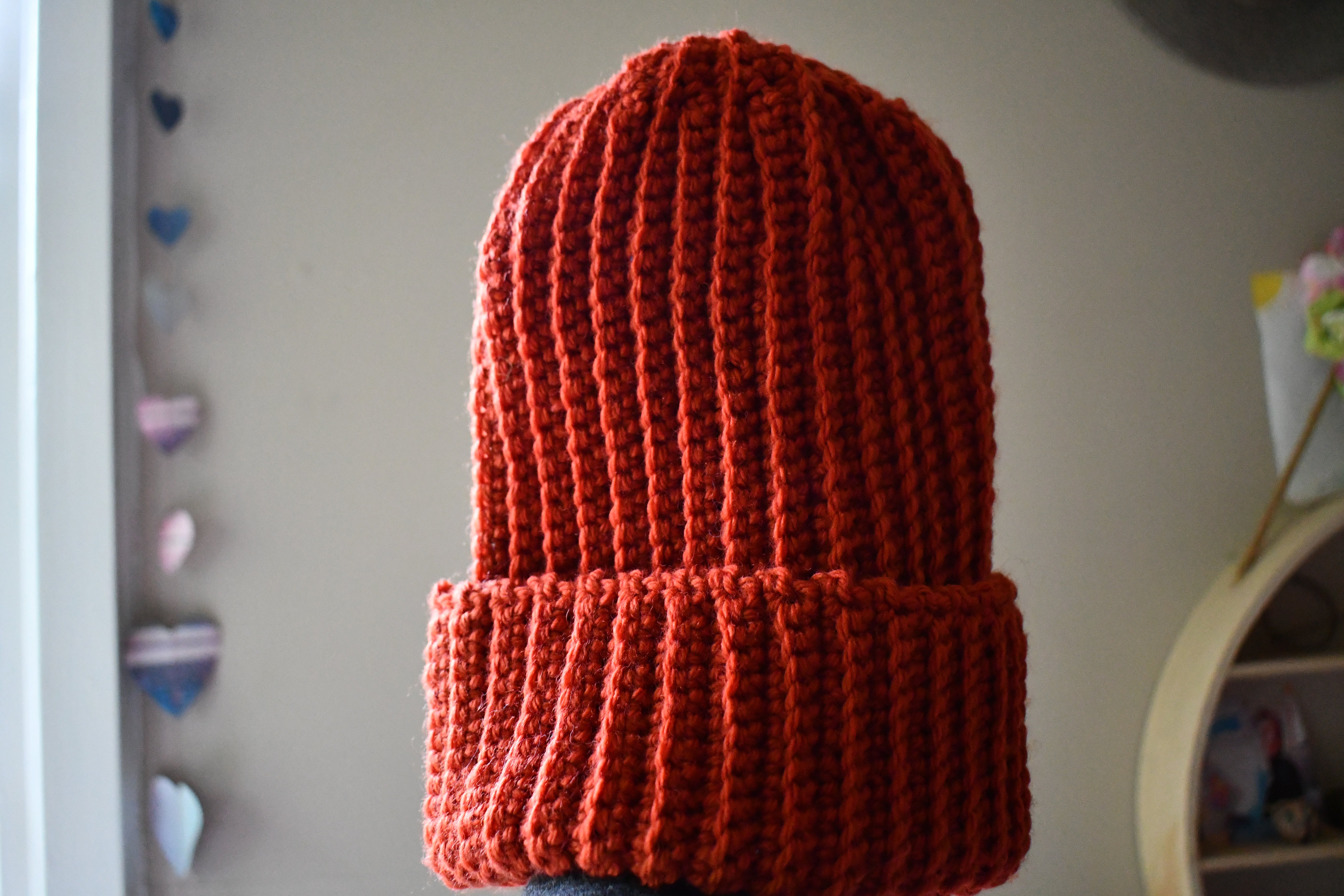 Mini & Me Beanie Duo Adult and Toddler Crochet Hat Set Rust Colour