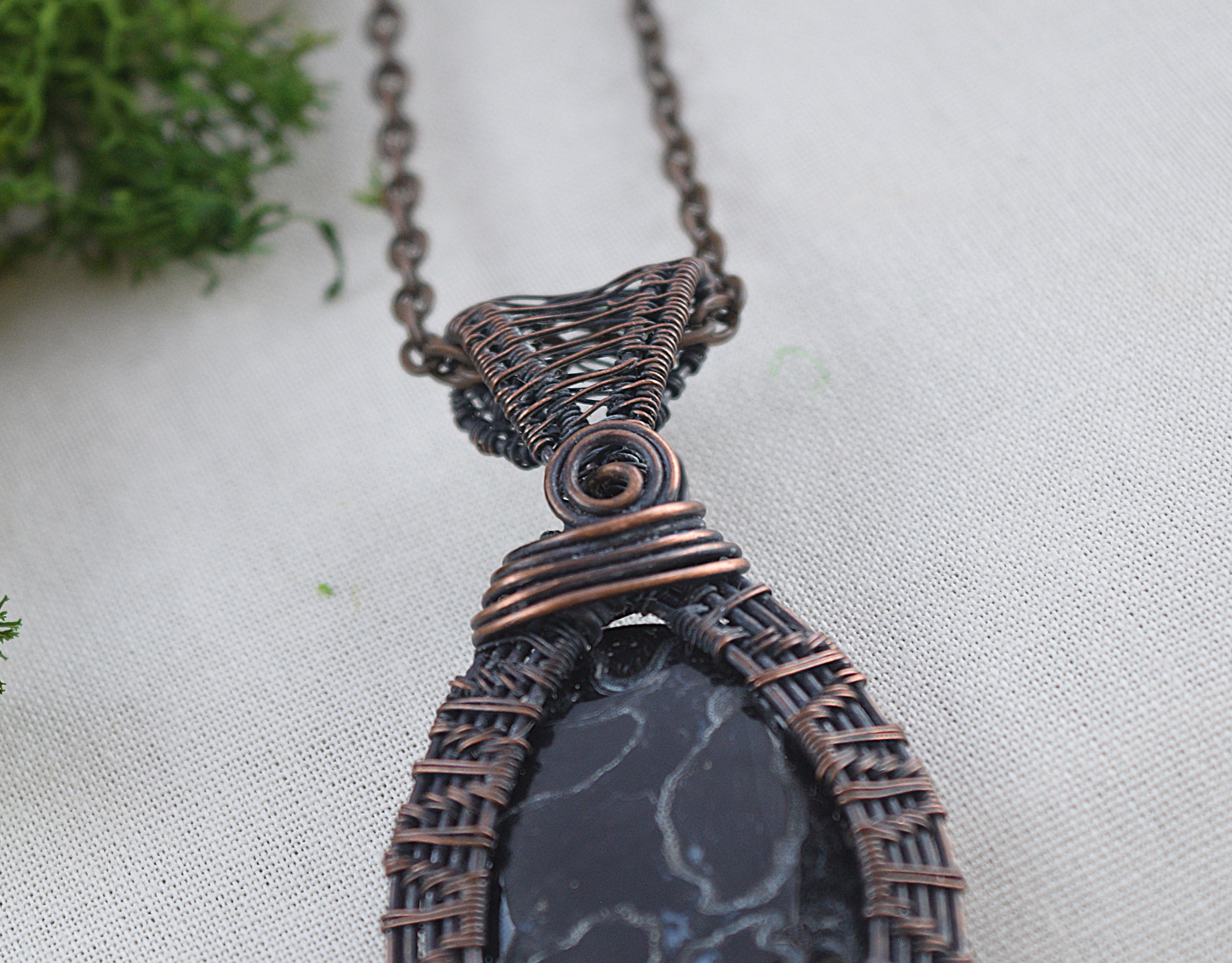 Roots of Age – Handcrafted Palm Root Fossil Copper Pendant