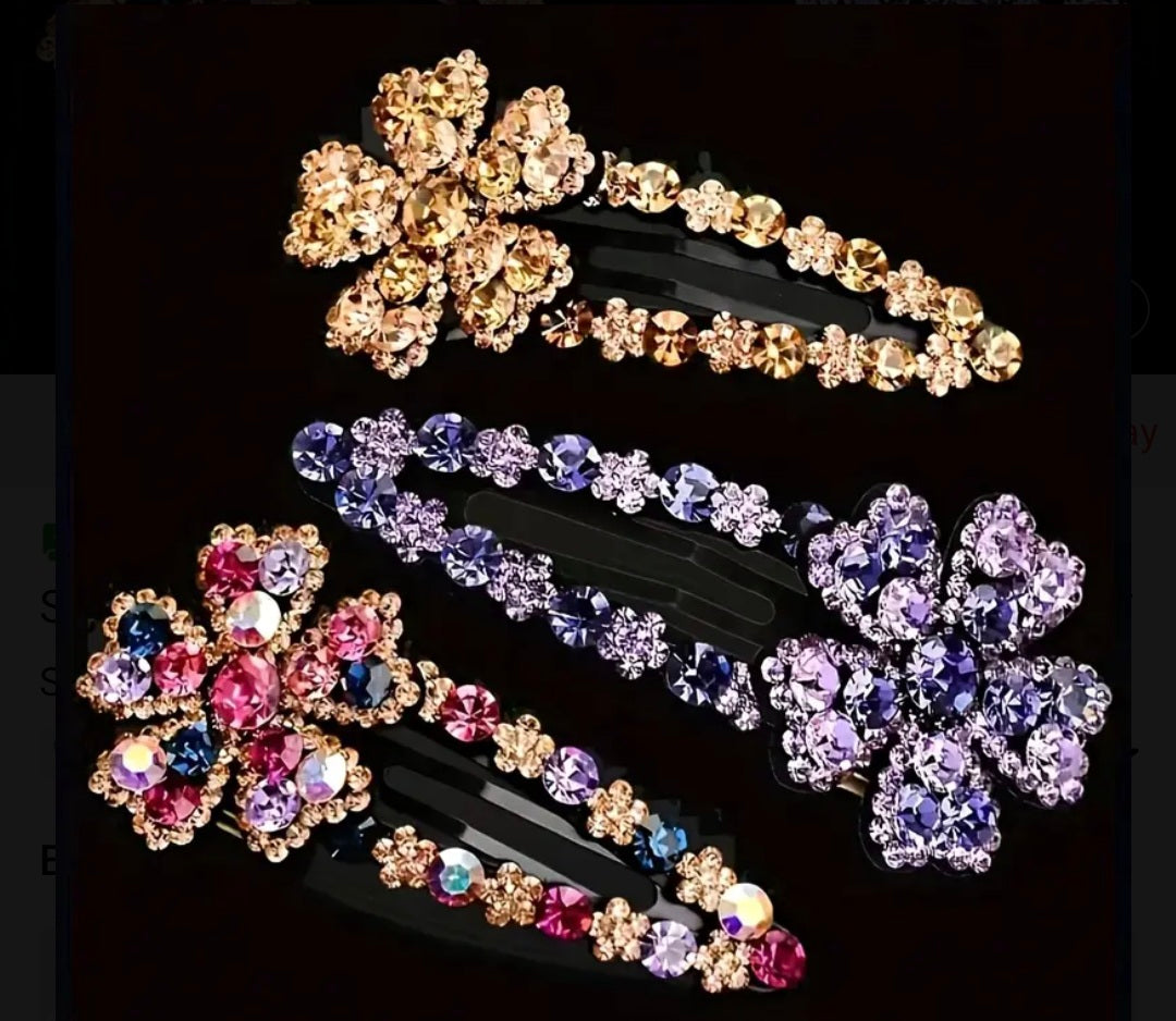 Handmade - 3 Pack Bohemian style Bling Hair Clips