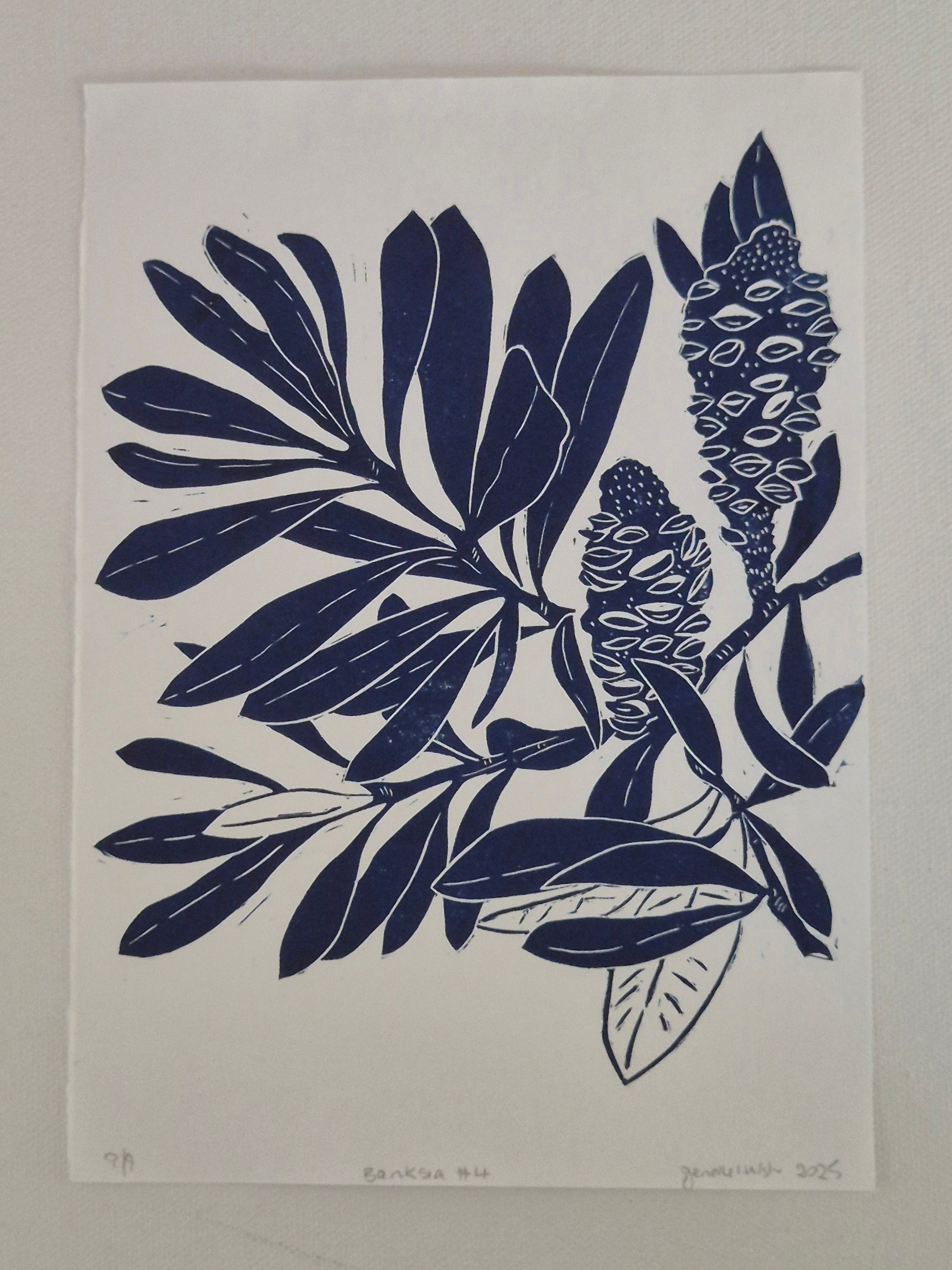 Linocut print Banksia